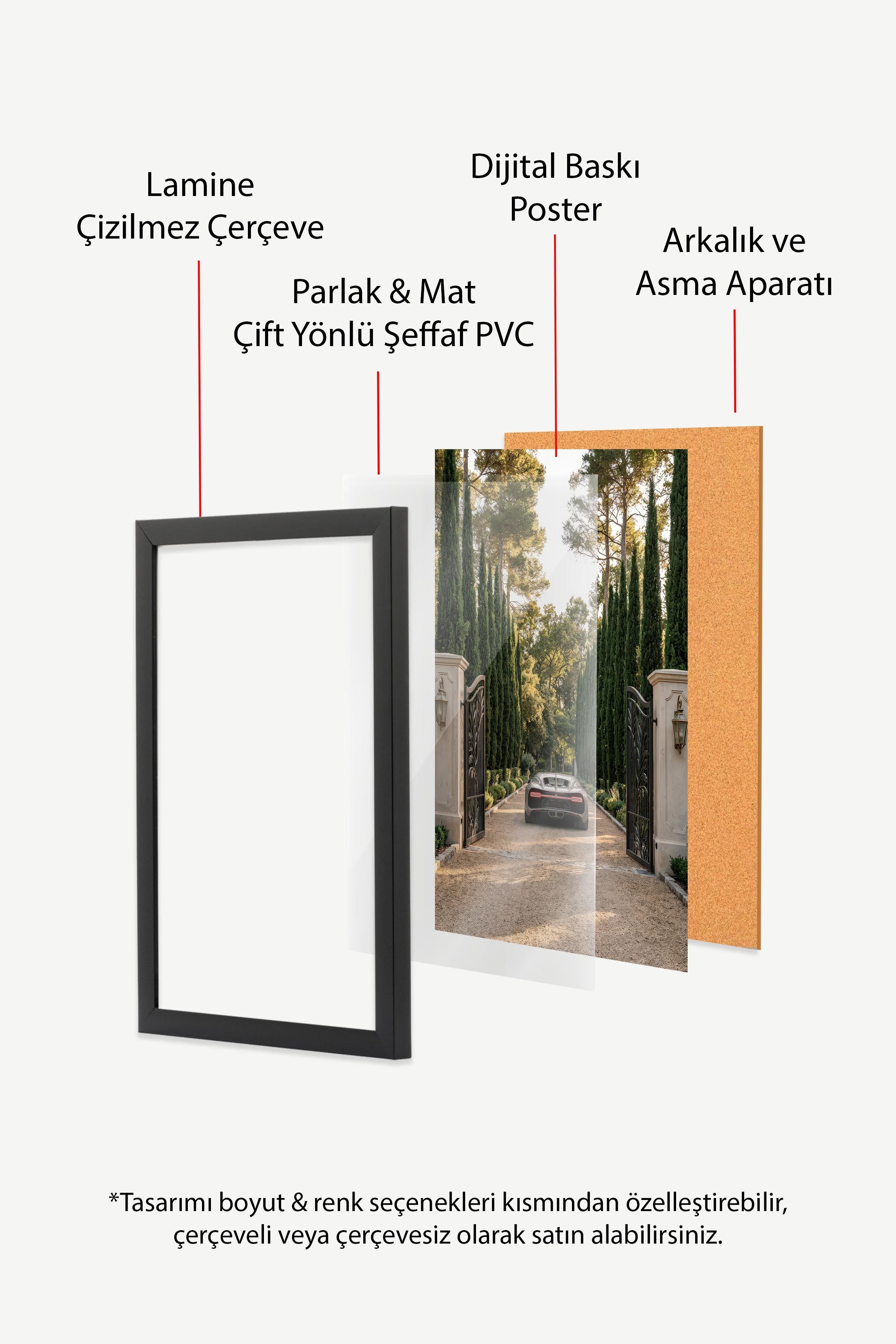 Araba ve Ağaçlar Posteri, Siyah Çerçeveli Poster, Old Money Serisi, NO:113156