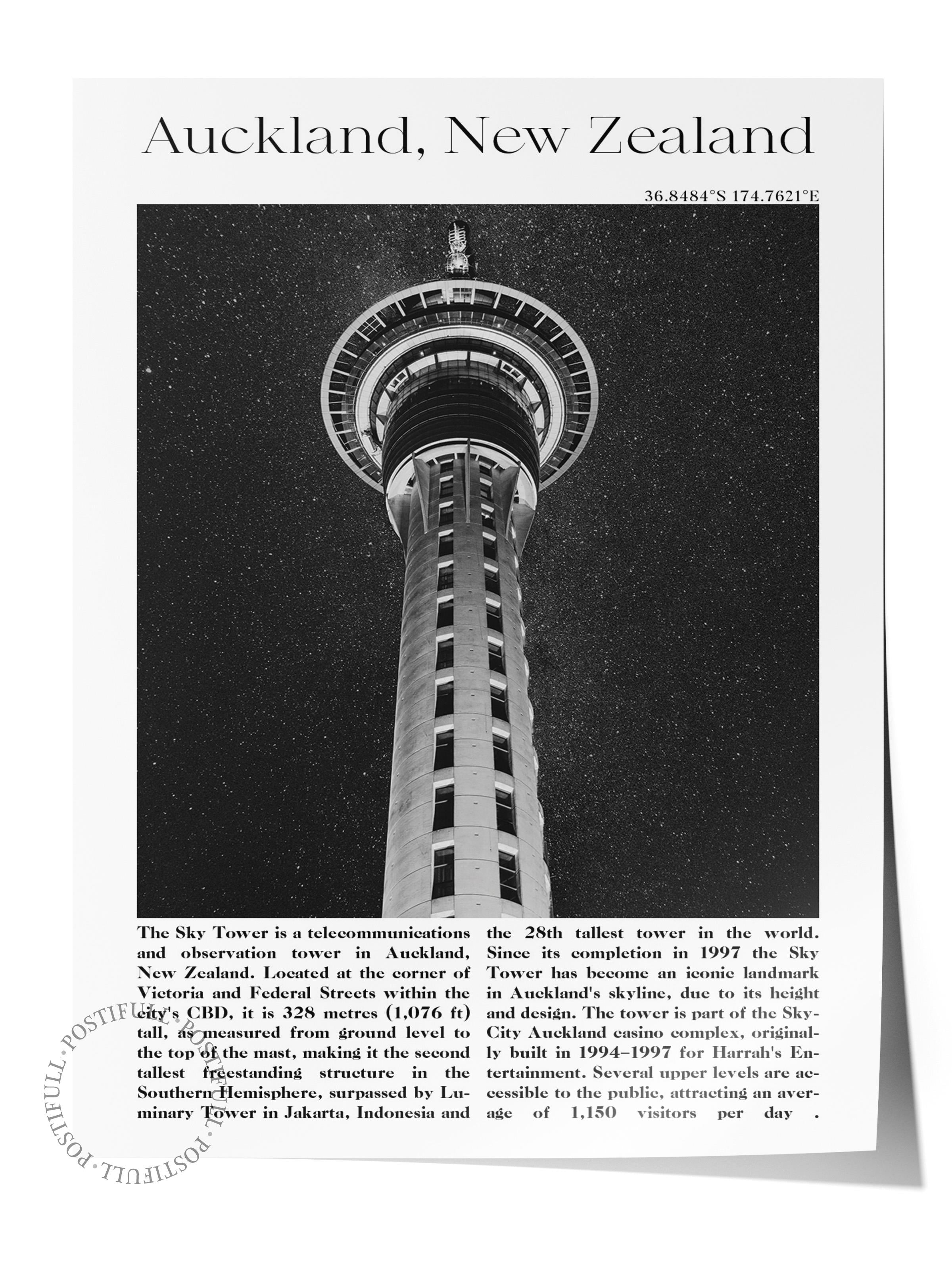 Auckland - Yeni Zellanda, Şehir Temalı Poster, Çerçevesiz Duvar Posteri, NO:30002