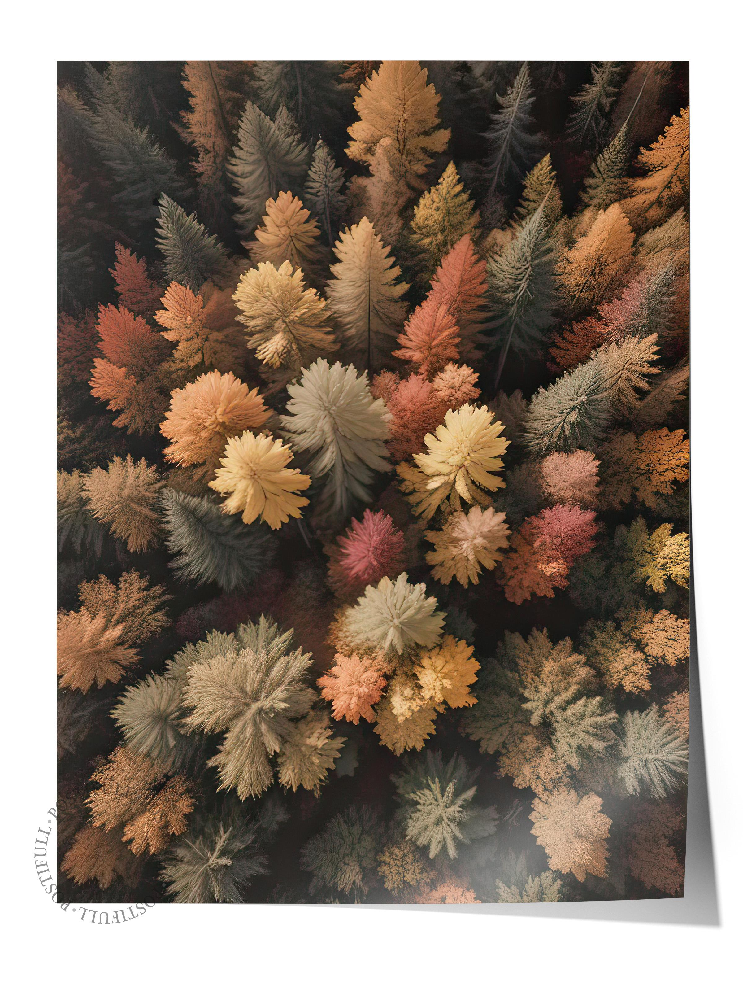 Autumn Forest Poster, Çerçevesiz Duvar Posteri, Dikey Duvar Tablosu Comfort Serisi NO:108293