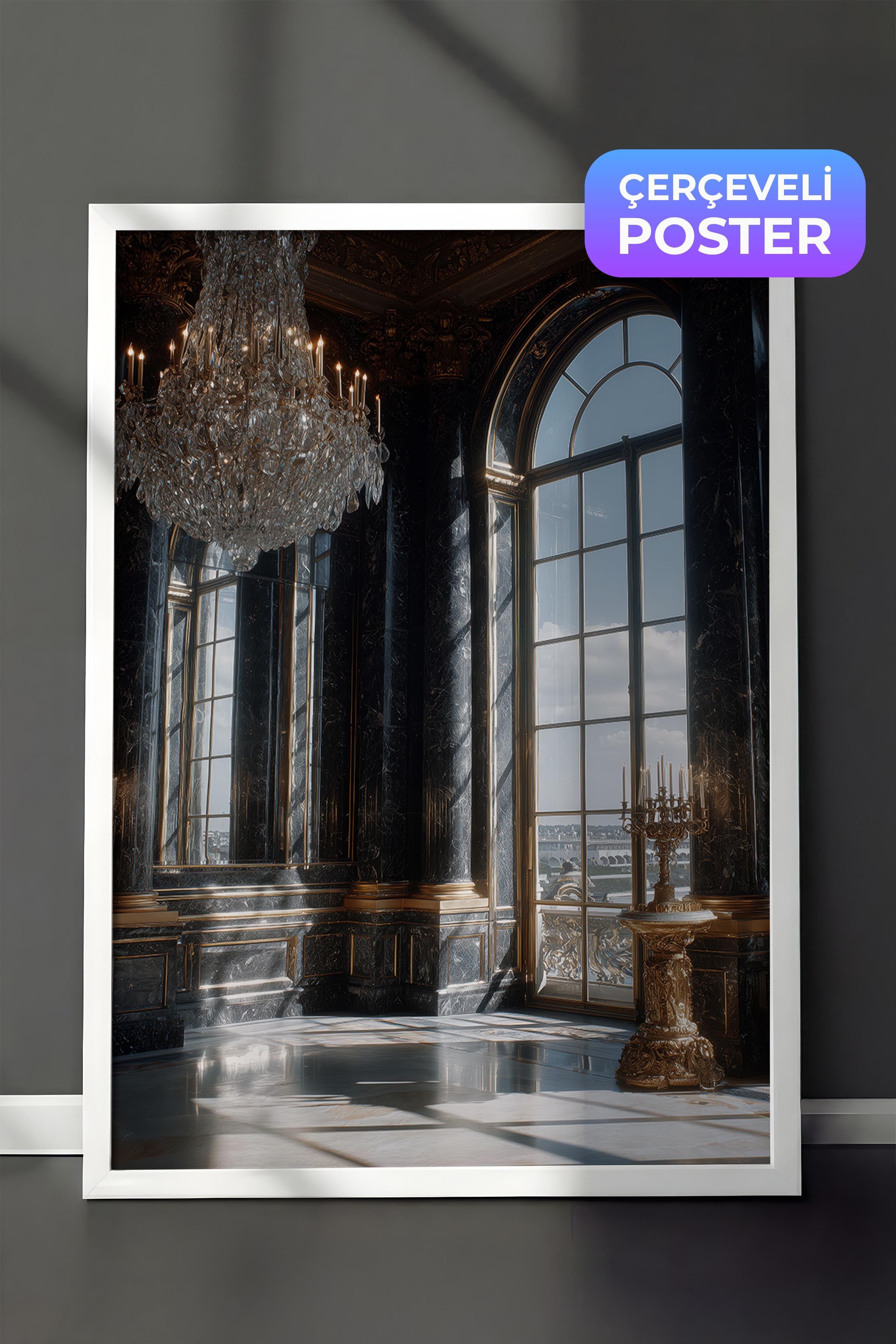 Avize ve Pencere Posteri, Beyaz Çerçeveli Poster, Old Money Serisi, NO:113244