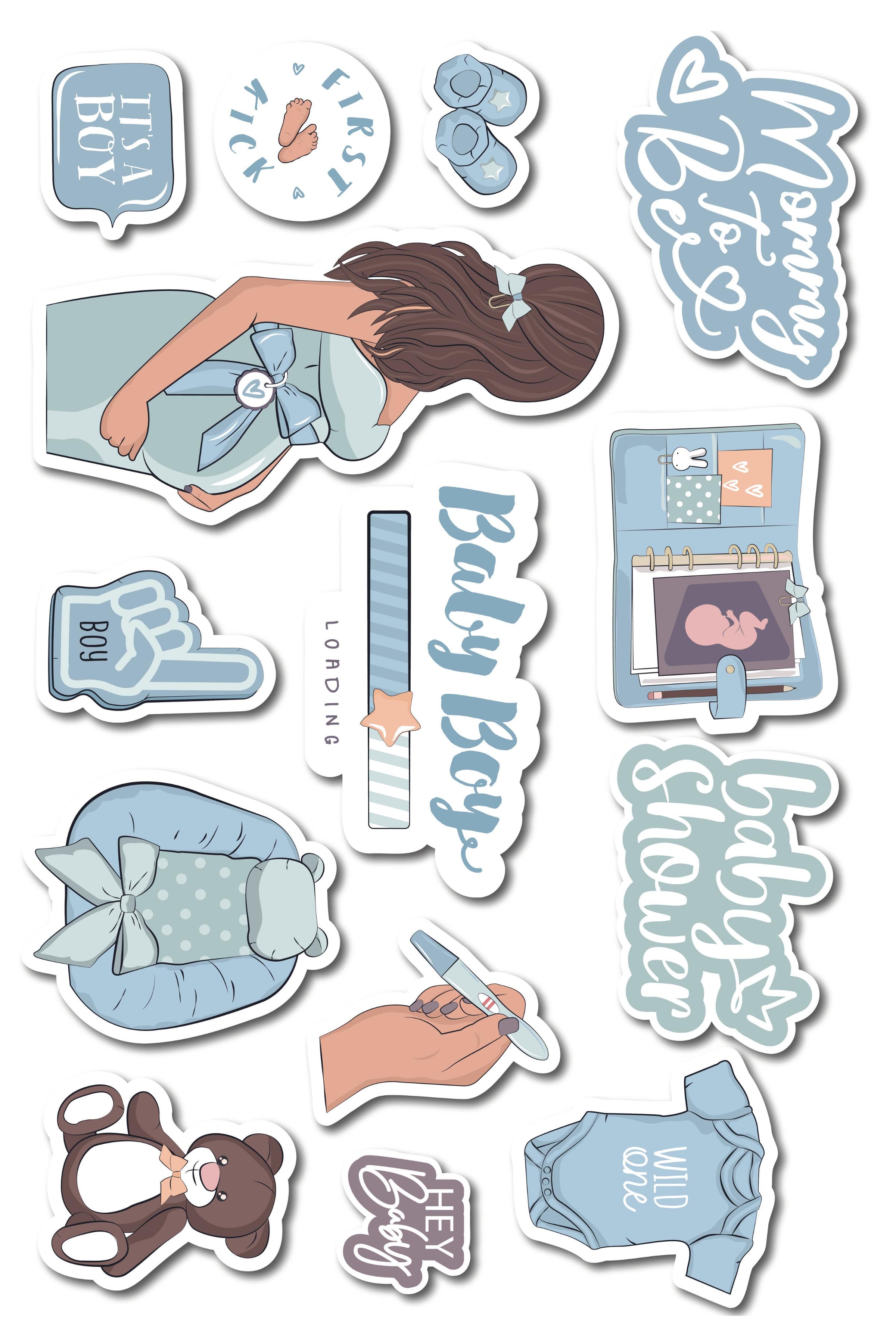 Erkek Annesi Temalı Sticker ve Etiket Seti - Orta Boy - Su Geçirmez, Kalın Yapışkanlı Sticker Seti