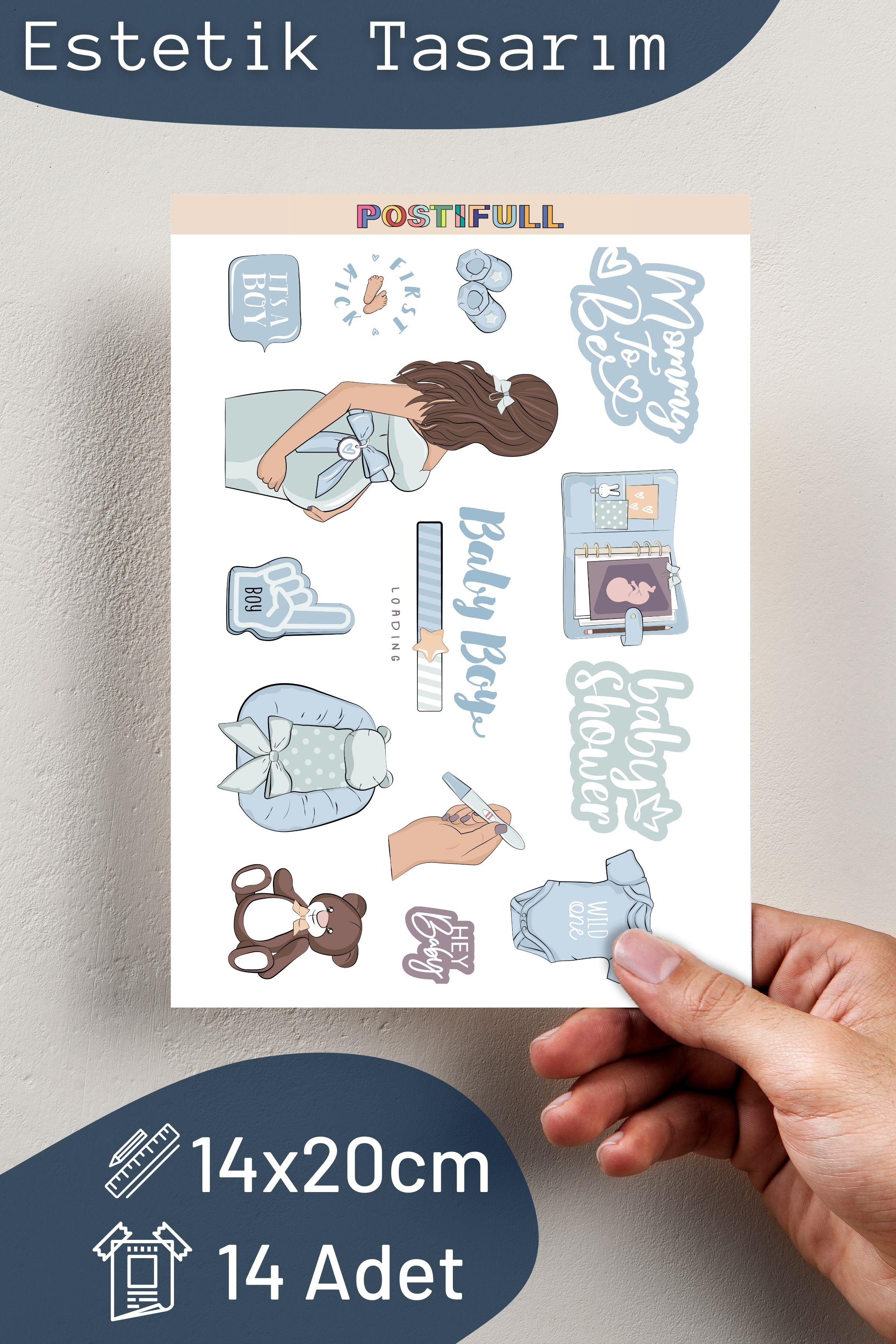 Erkek Annesi Temalı Sticker ve Etiket Seti - Orta Boy - Su Geçirmez, Kalın Yapışkanlı Sticker Seti