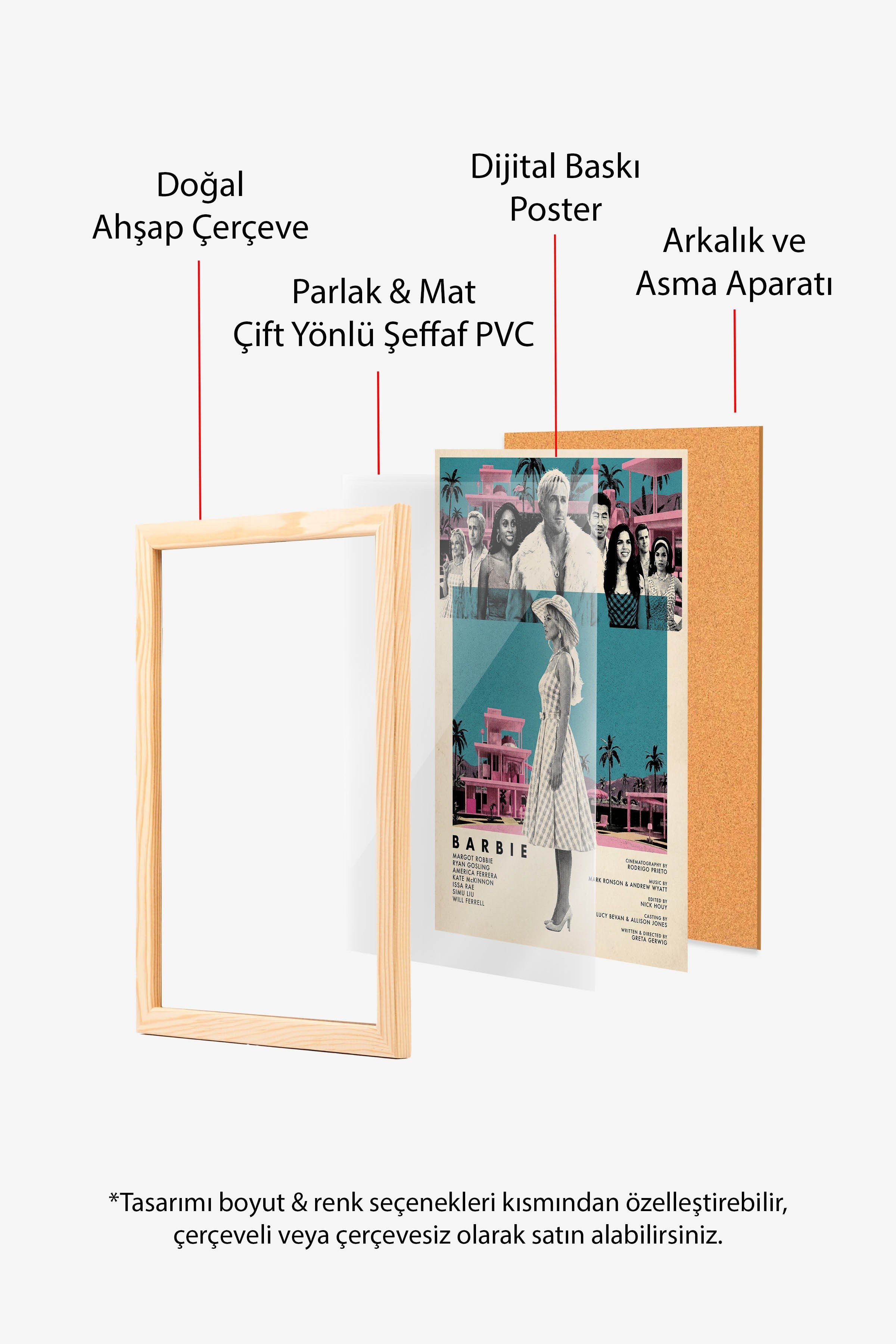 Barbie Ahşap Çerçeveli Poster, Sinema ve Dizi Tablo, Film Dizi Afişleri NO:112814