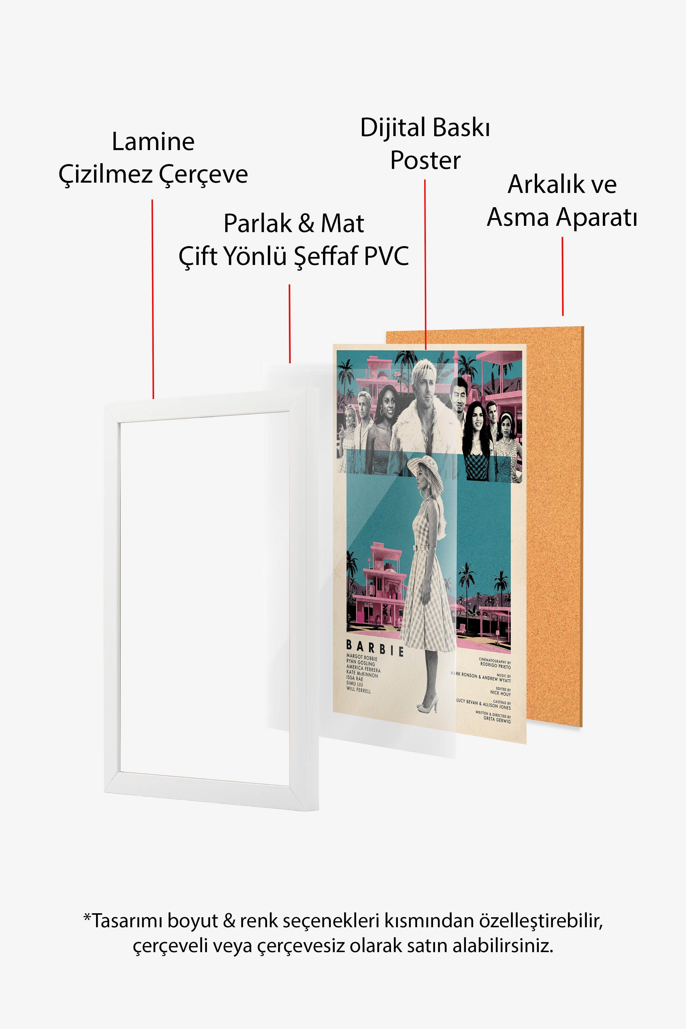 Barbie Beyaz Çerçeveli Poster, Sinema ve Dizi Tablo, Film Dizi Afişleri NO:112814