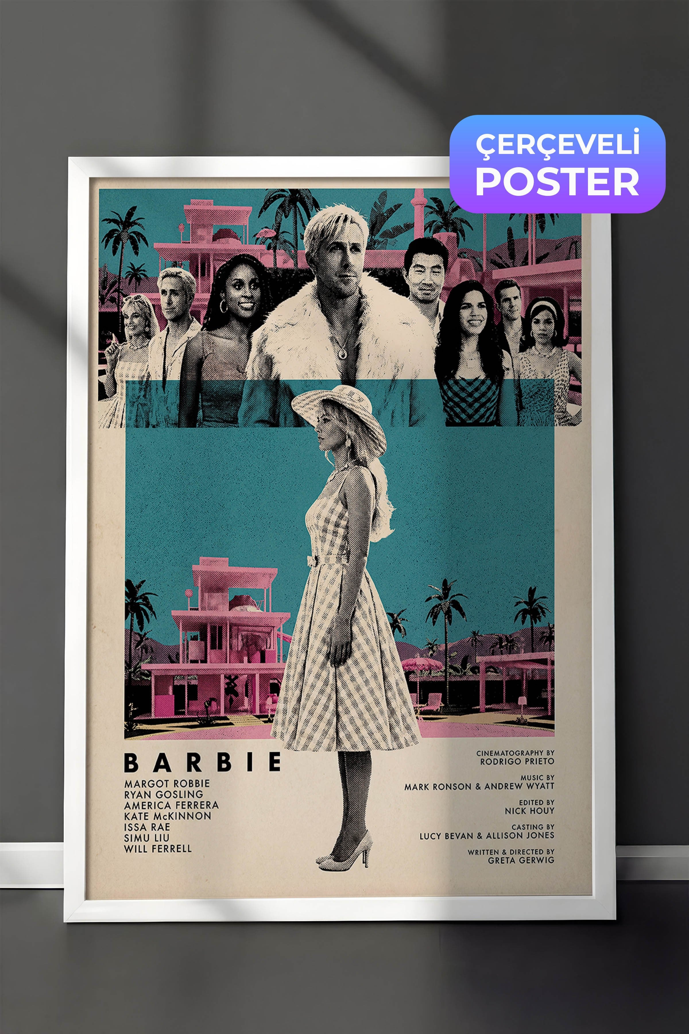 Barbie Beyaz Çerçeveli Poster, Sinema ve Dizi Tablo, Film Dizi Afişleri NO:112814