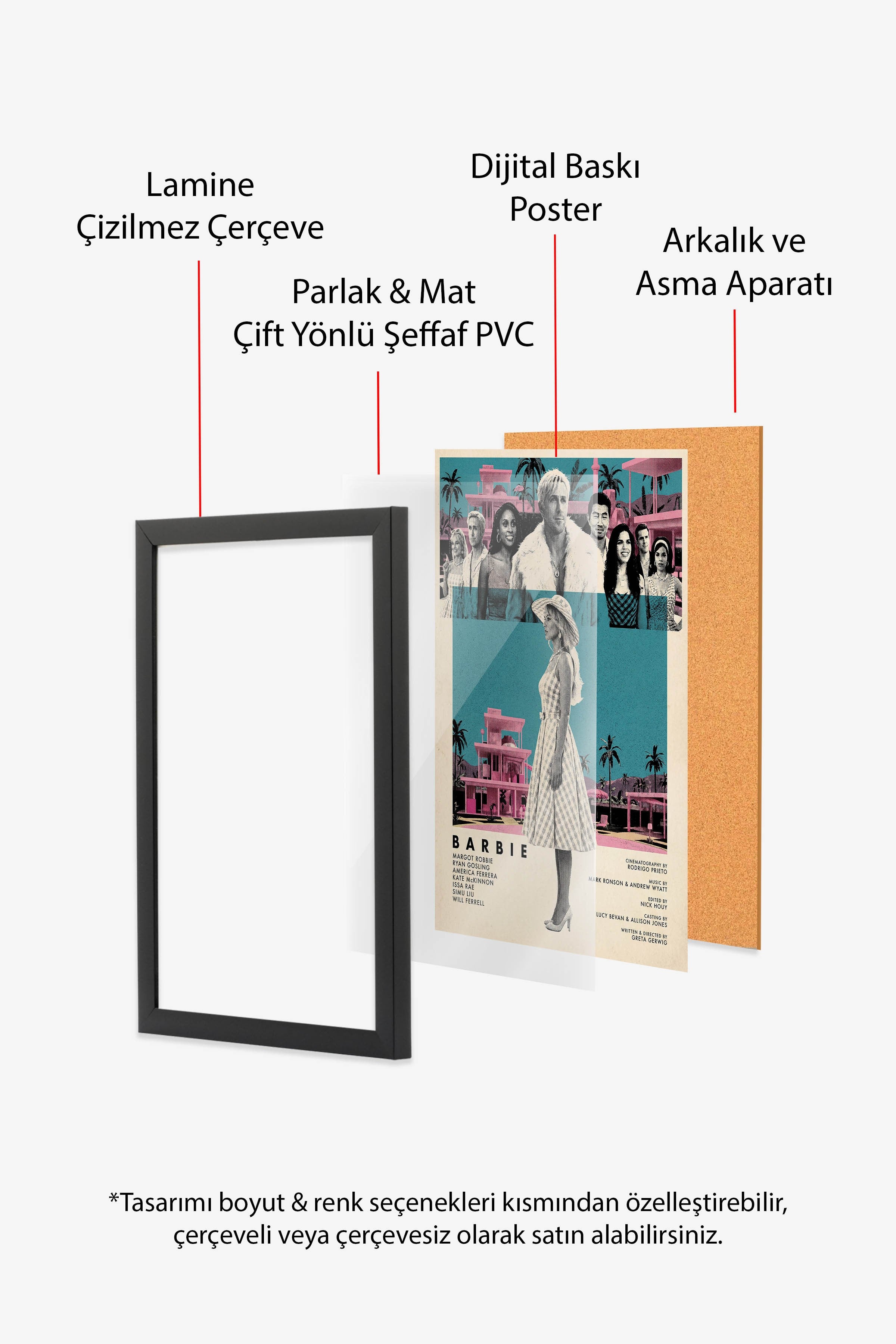 Barbie Siyah Çerçeveli Poster, Sinema ve Dizi Tablo, Film Dizi Afişleri NO:112814