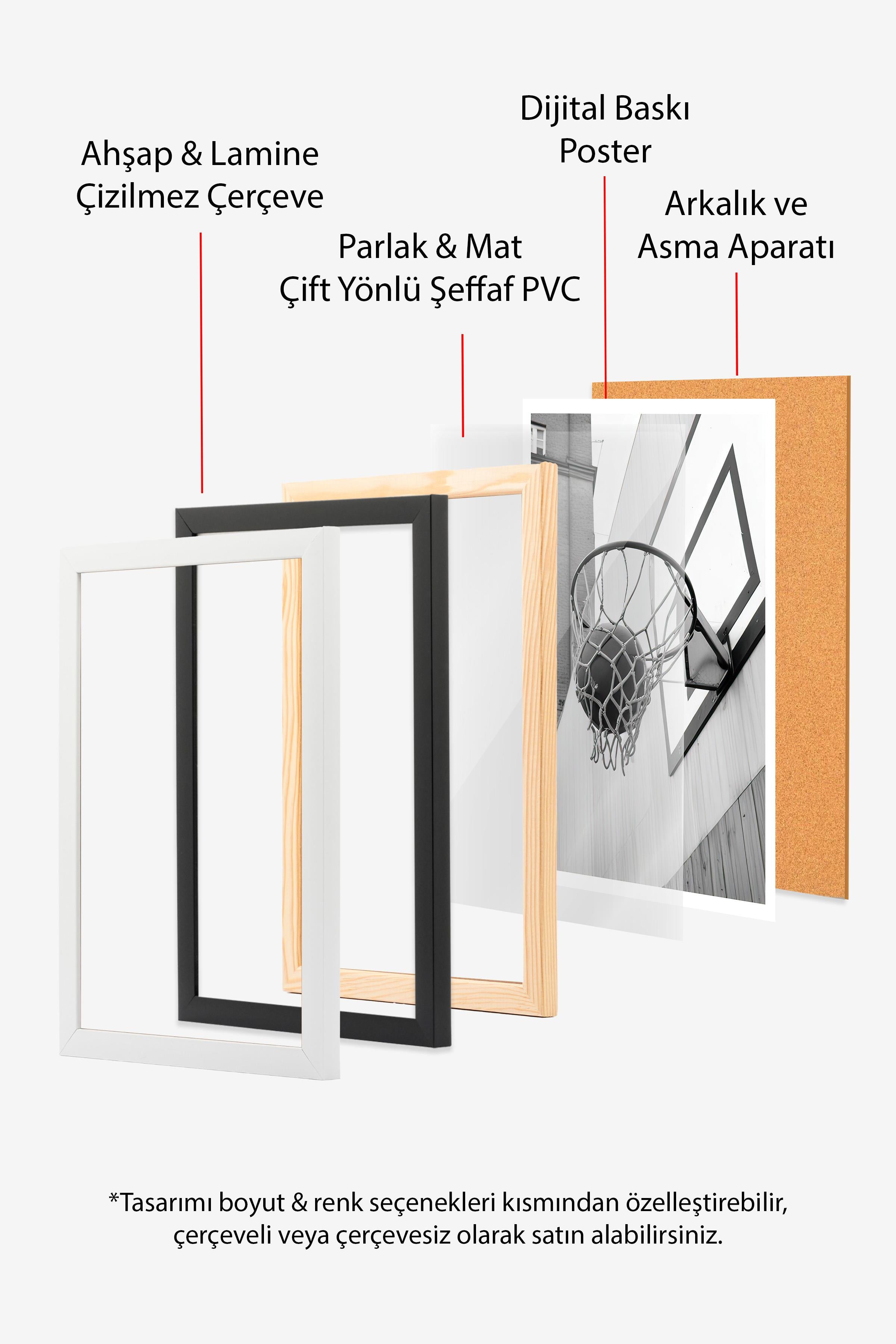 Basketball Score Çerçeveli Tablo, Beyaz Çerçeve ve Poster, Duvar Tablosu Comfort Serisi NO:108327