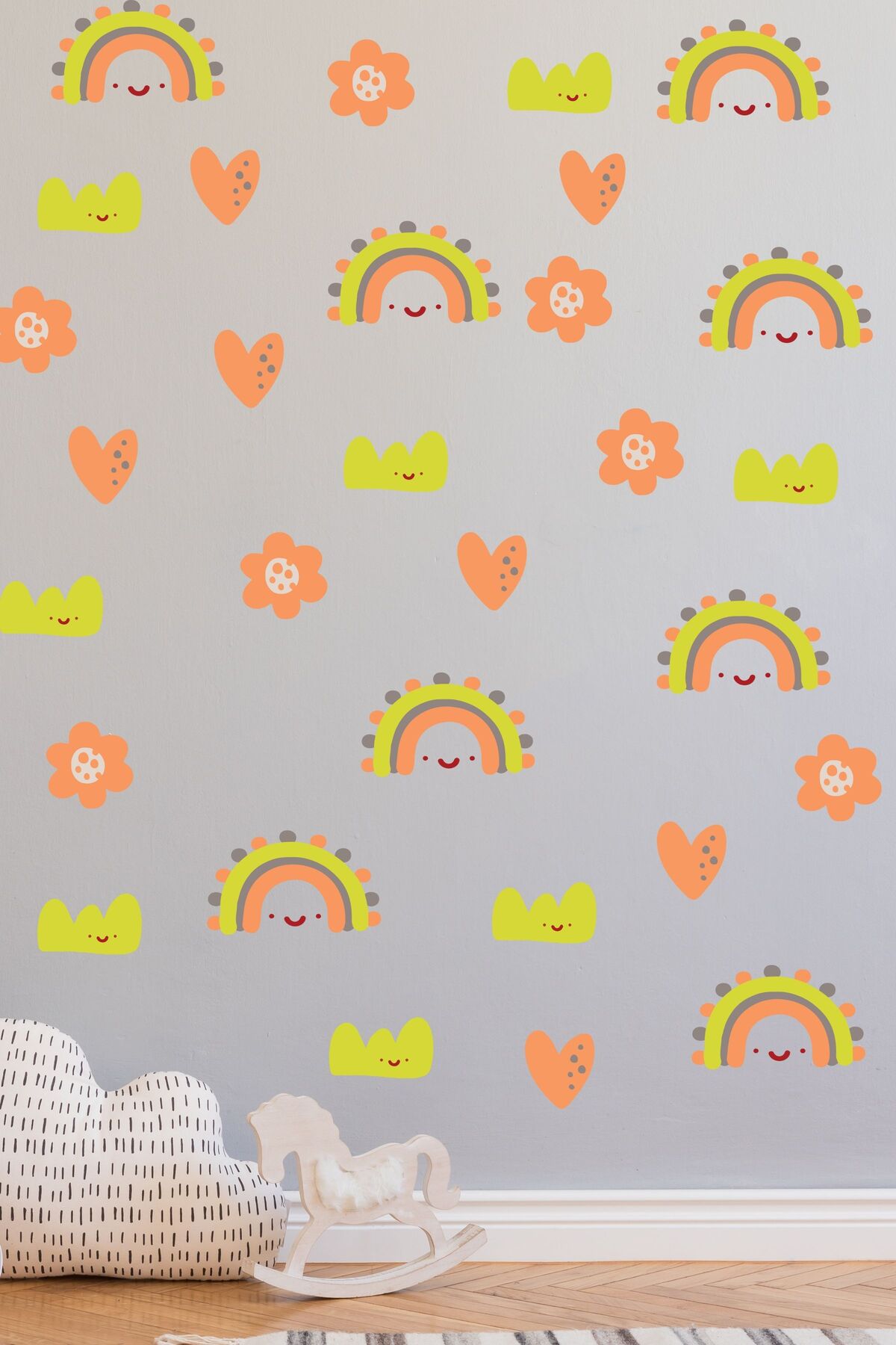 Bebek Odası Sticker Seti, Boho Gökkuşağı Çocuk Odası Duvar Dekoru, Bebek Odası Duvar Stickerı