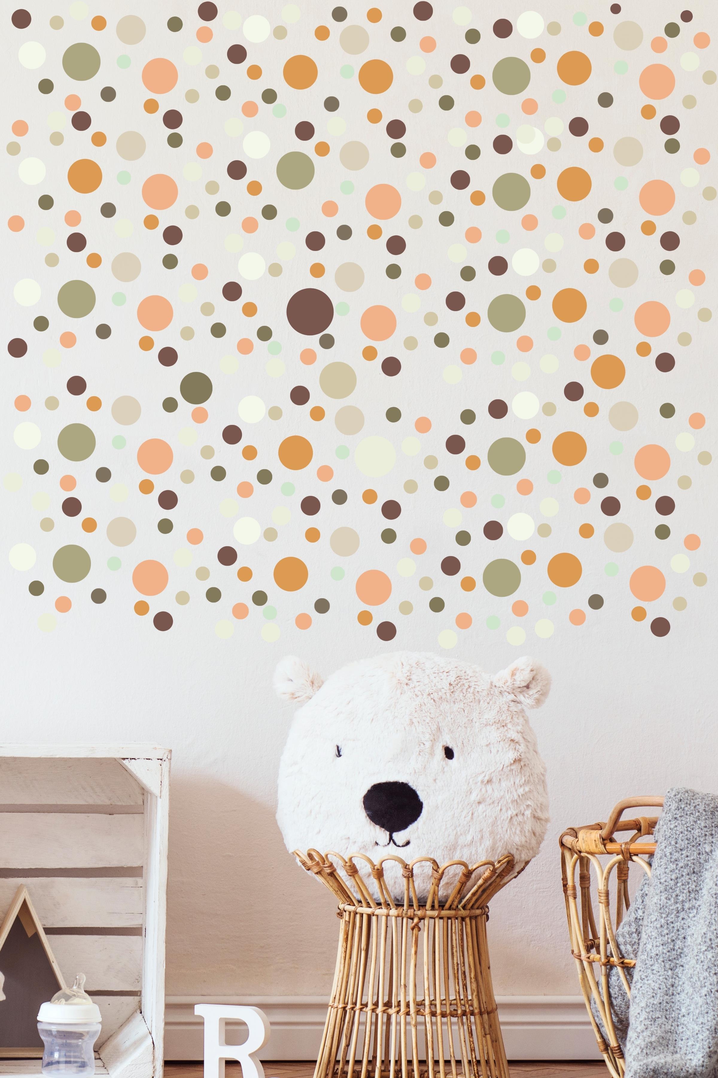 Bebek Odası Sticker Seti Duvar Dekoru, Mavi Puantiye Desen, Çocuk Odası Duvar Stickerı