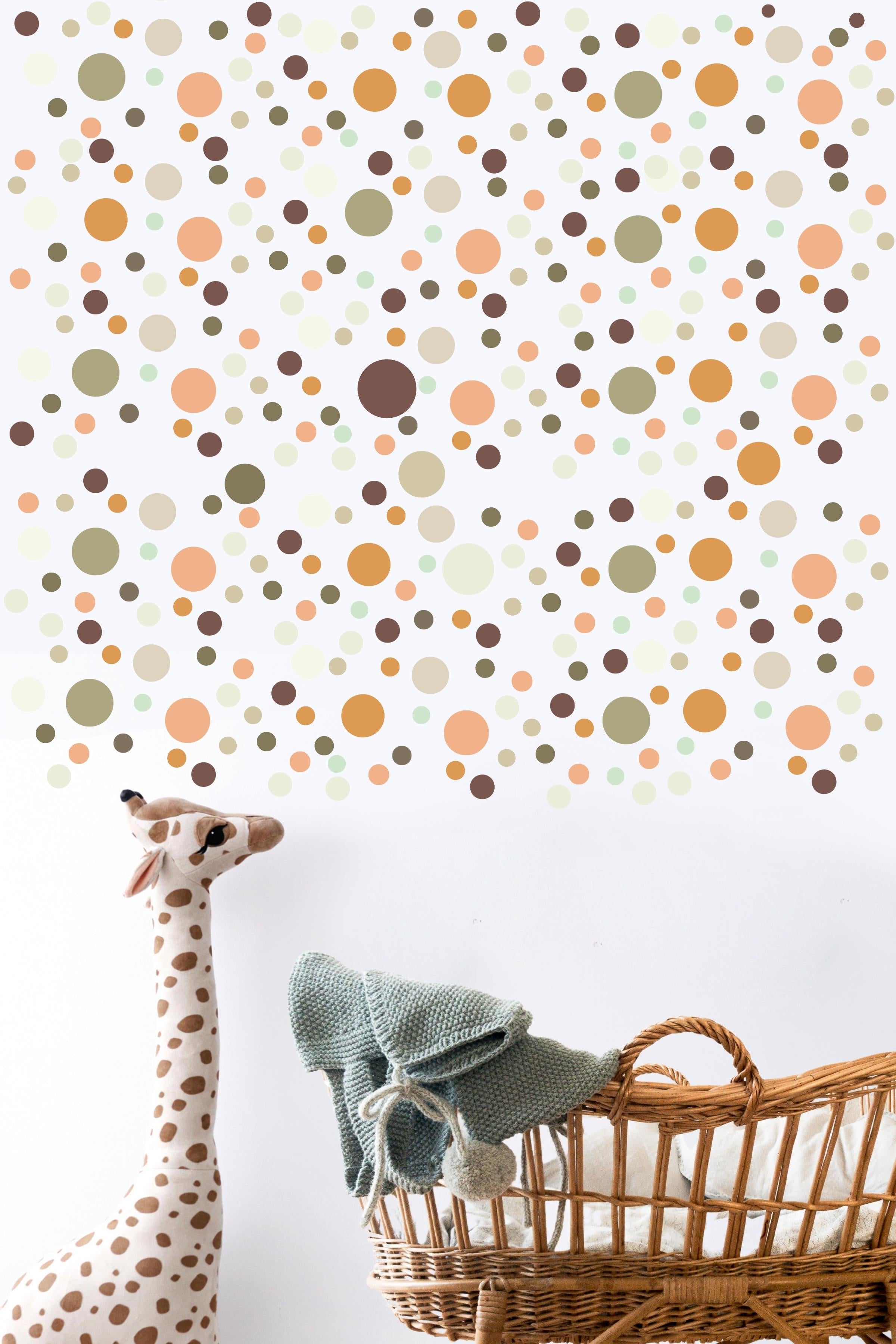 Bebek Odası Sticker Seti Duvar Dekoru, Mavi Puantiye Desen, Çocuk Odası Duvar Stickerı