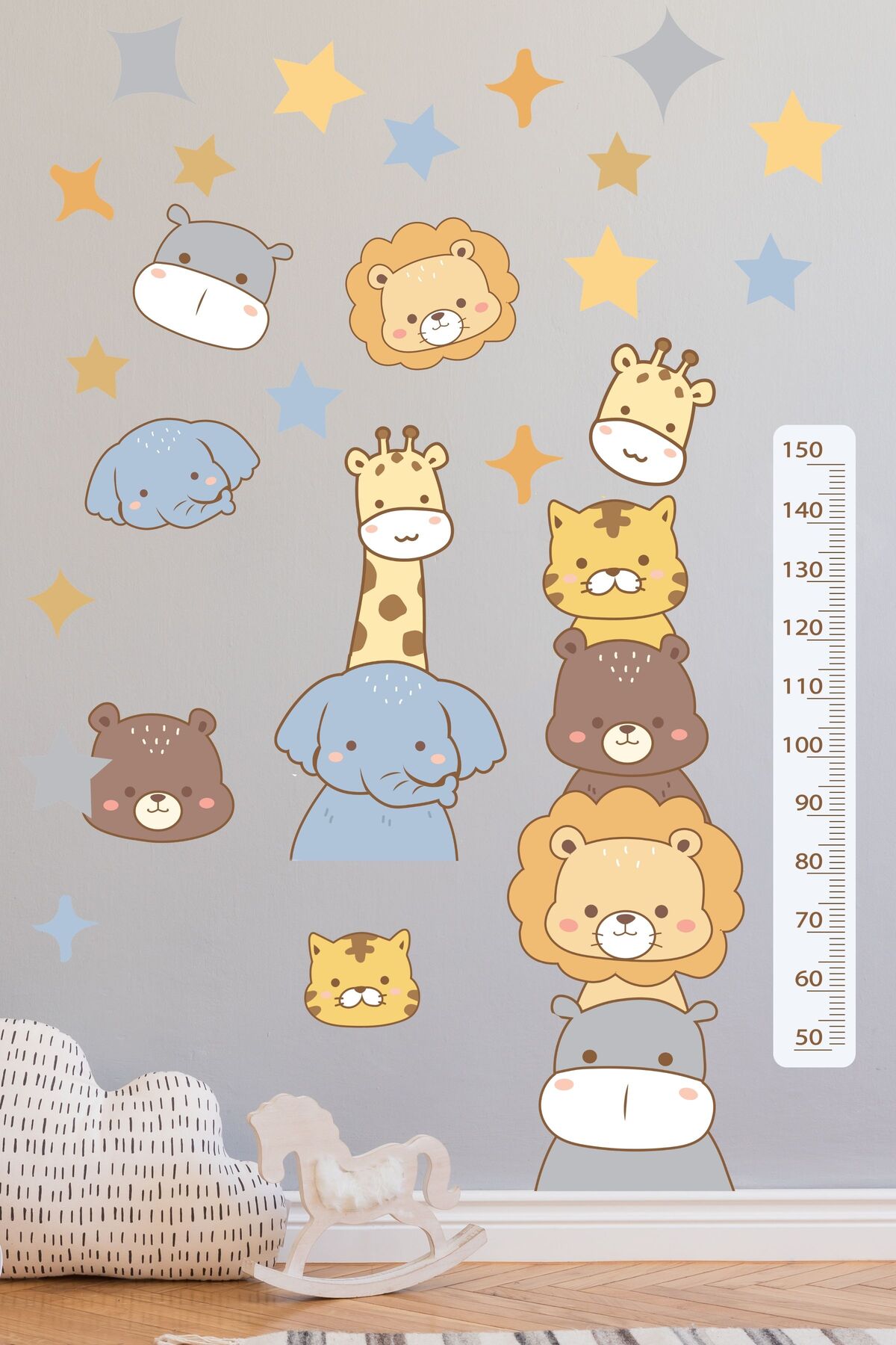 Bebek Odası Sticker Seti, Rengarenk Kapı Kenarı Boy Cetveli Duvar Dekoru, Çocuk Odası Duvar Stickerı