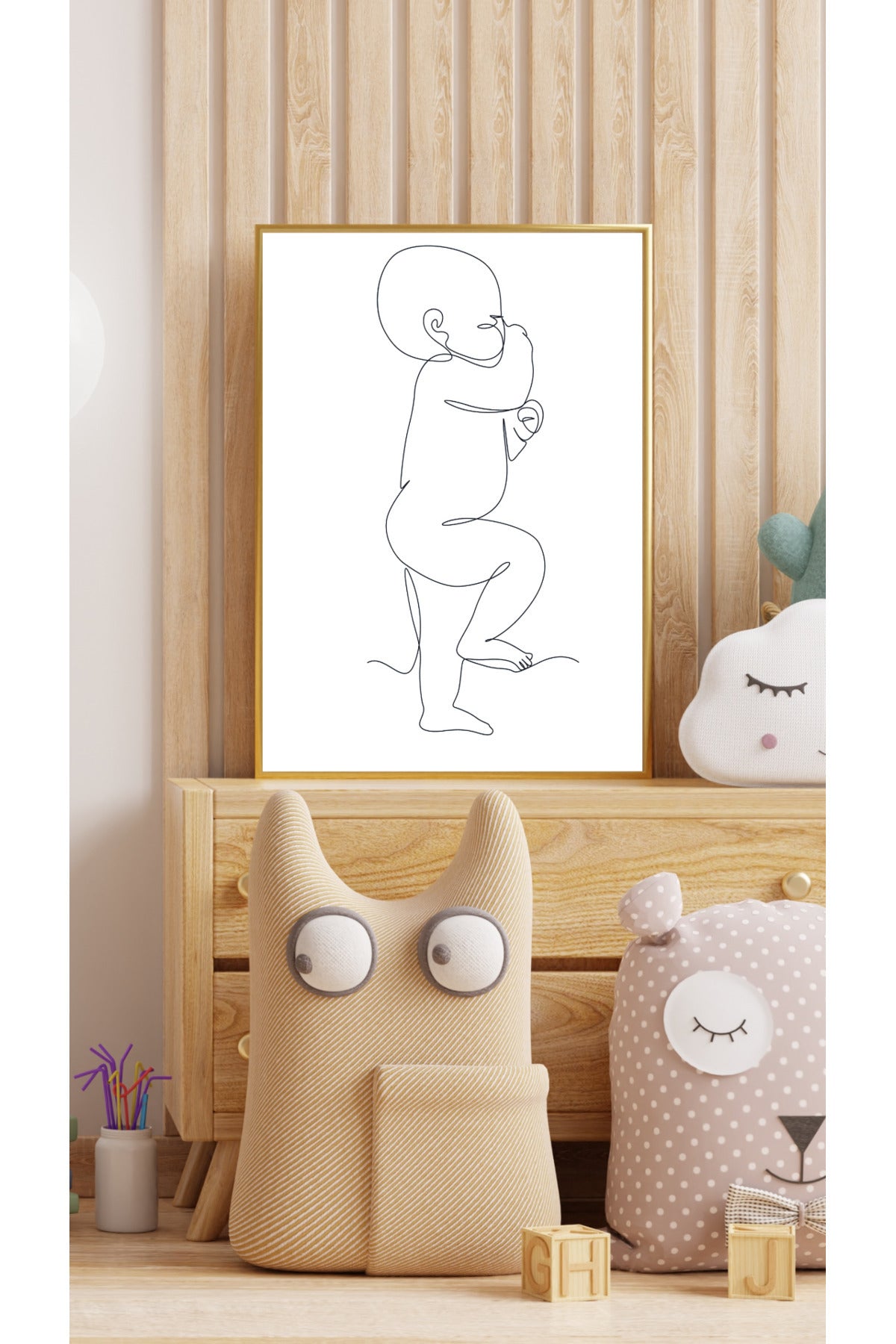 Bebek Odası Tablo 2'li Set, Bebek Odası Duvar Dekoru, Çocuk Odası Dekoru, Çerçevesiz Poster