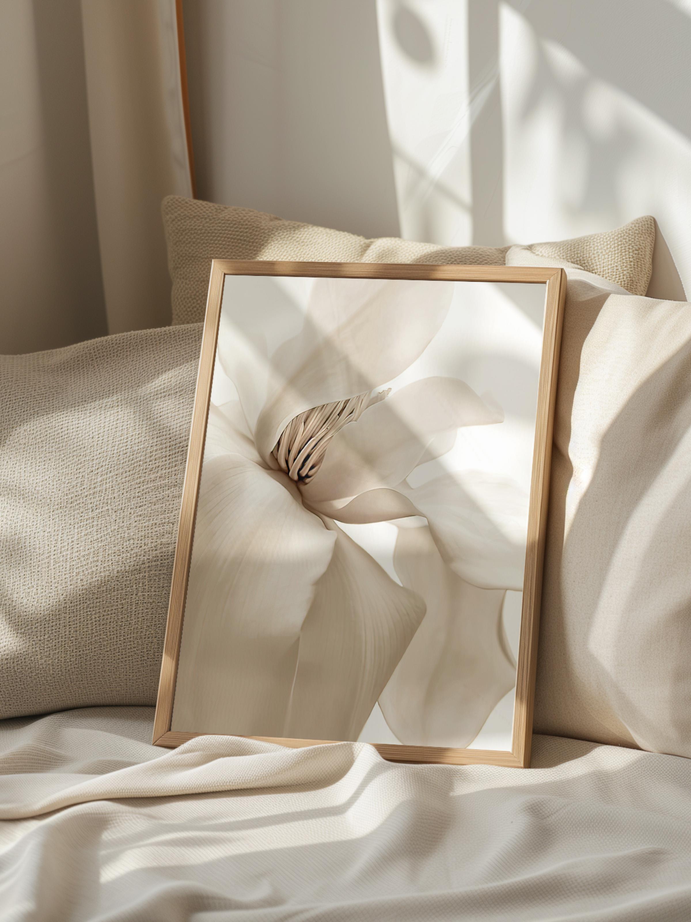 Beige Magnolia Yılbaşı Tablo, Ahşap Çerçeve ve Poster, Duvar Tablosu Comfort Serisi NO:108414