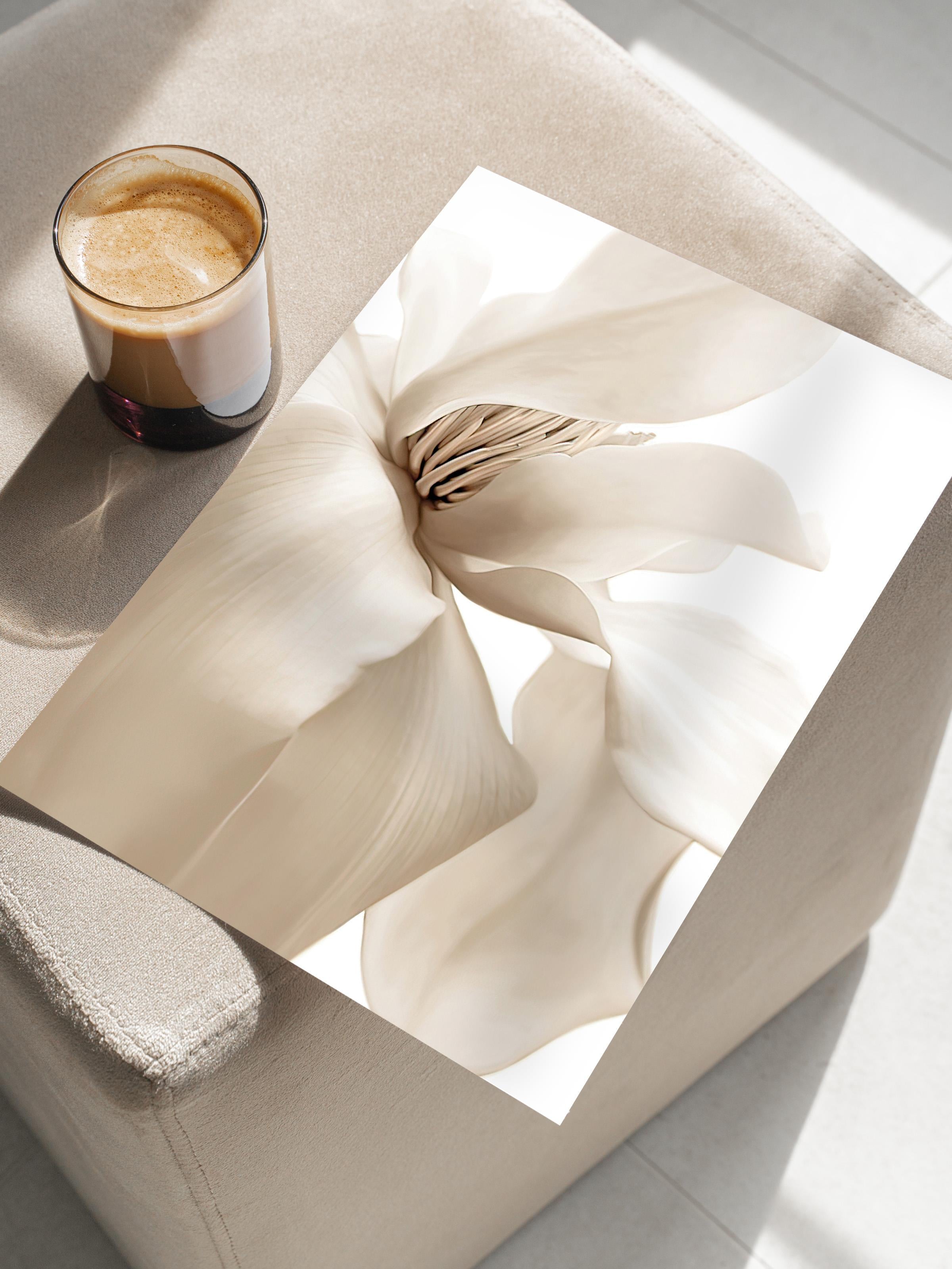 Beige Magnolia Poster, Yılbaşı Duvar Posteri, Dikey Duvar Tablosu Comfort Serisi NO:108414