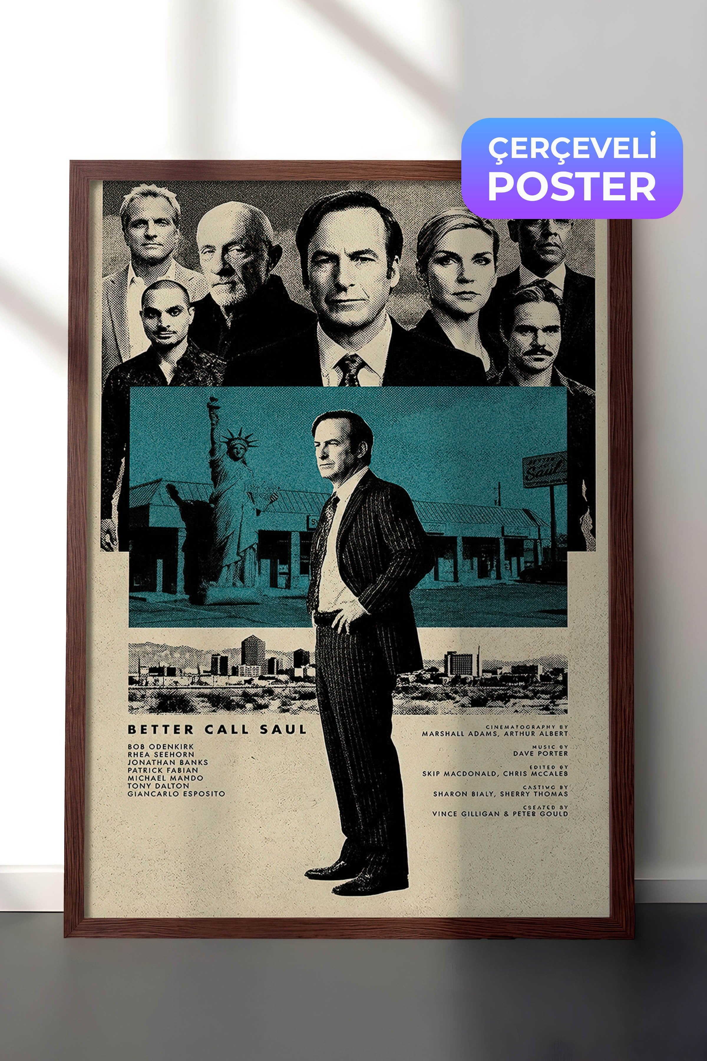 Better Call Saul Kahverengi Çerçeveli Poster, Sinema ve Dizi Tablo, Film Dizi Afişleri NO:112793