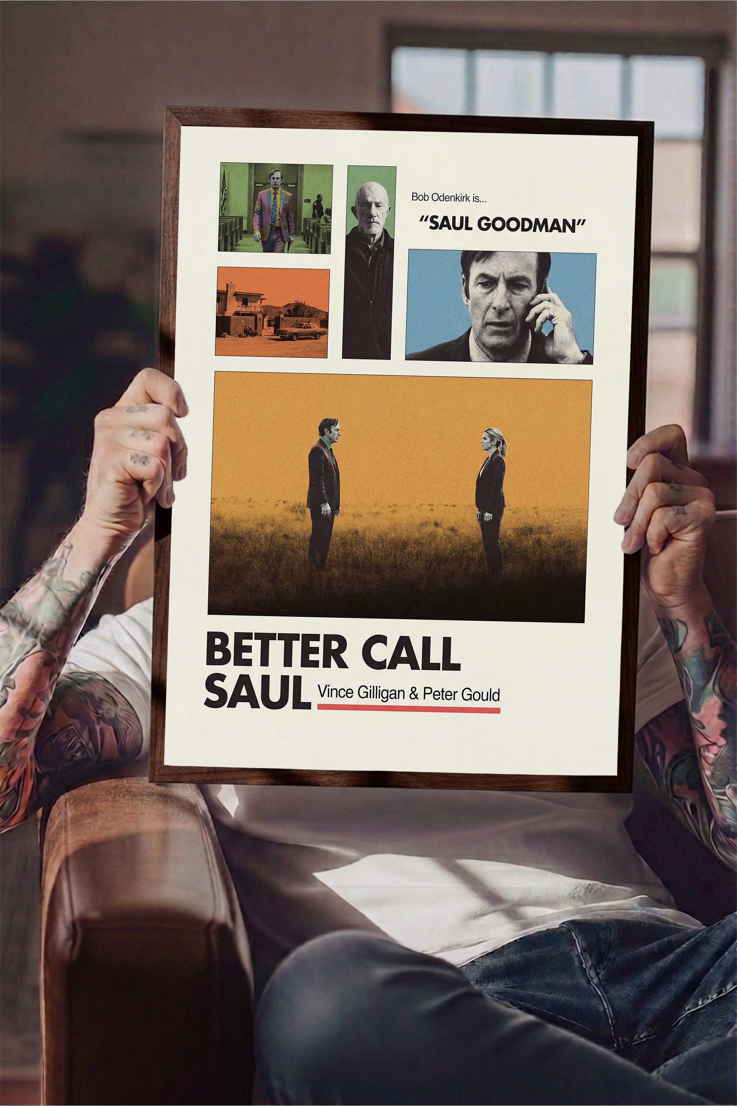 Better Call Saul Kahverengi Çerçeveli Poster, Sinema ve Dizi Tablo, Film Dizi Afişleri NO:112921