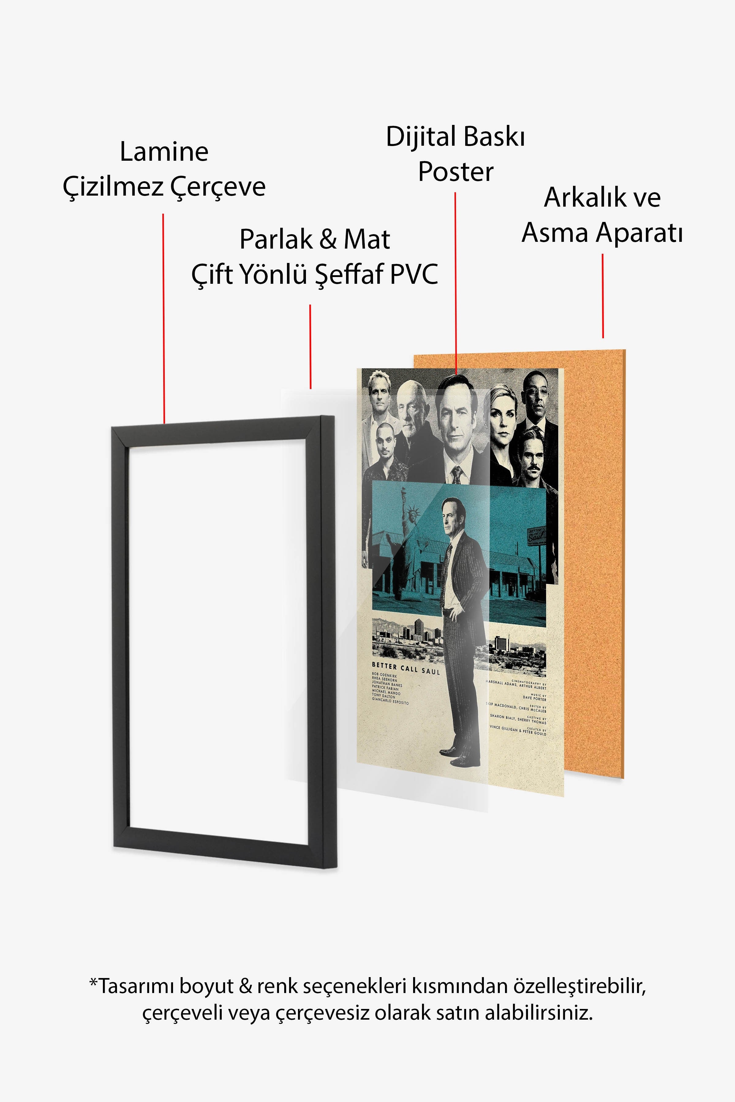 Better Call Saul Siyah Çerçeveli Poster, Sinema ve Dizi Tablo, Film Dizi Afişleri NO:112793
