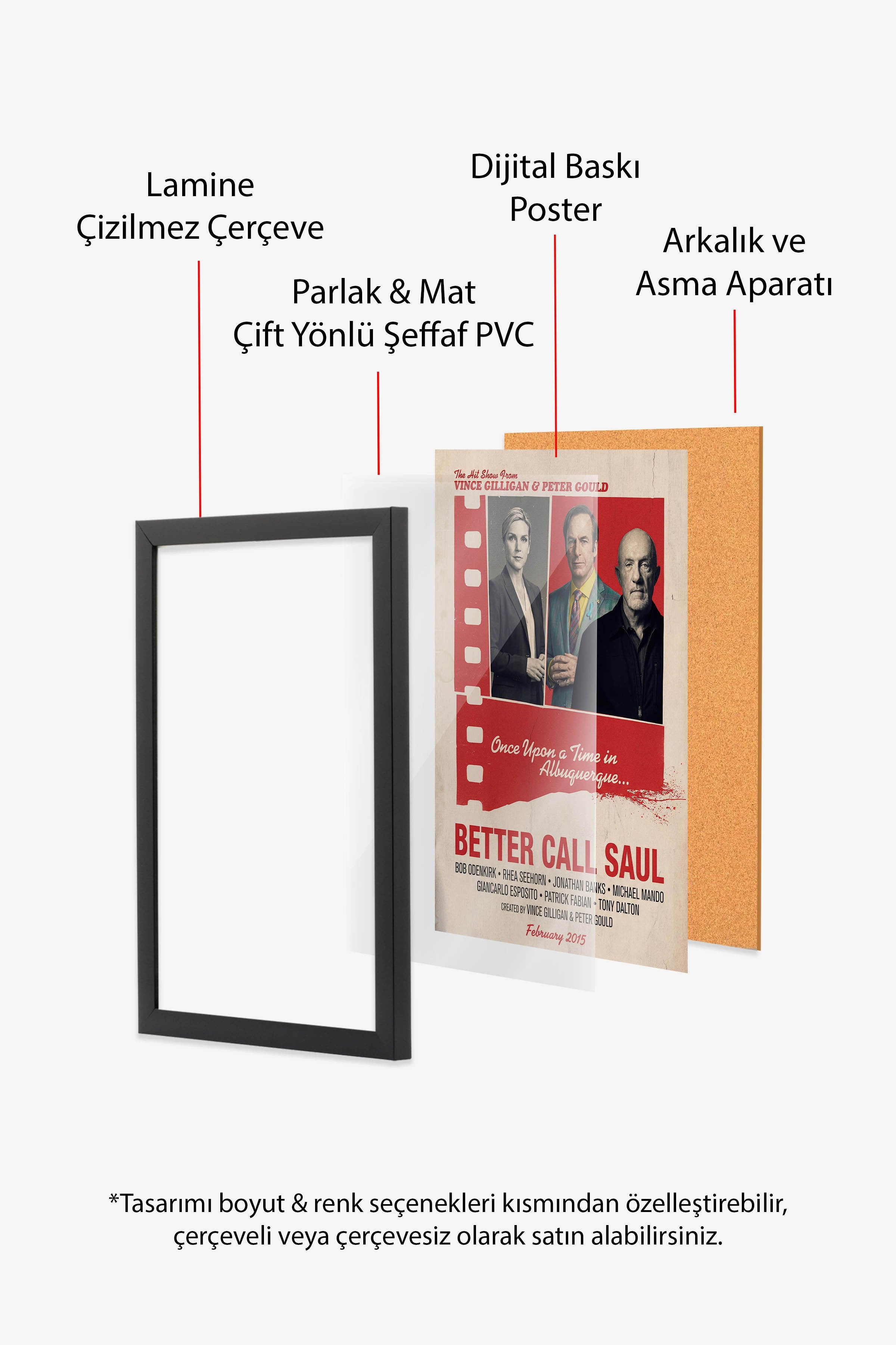 Better Call Saul Siyah Çerçeveli Poster, Sinema ve Dizi Tablo, Film Dizi Afişleri NO:112871