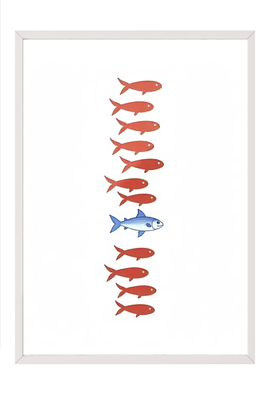 Ters Yüzen Balık Poster Poster – Beyaz Çerçeveli Tablo