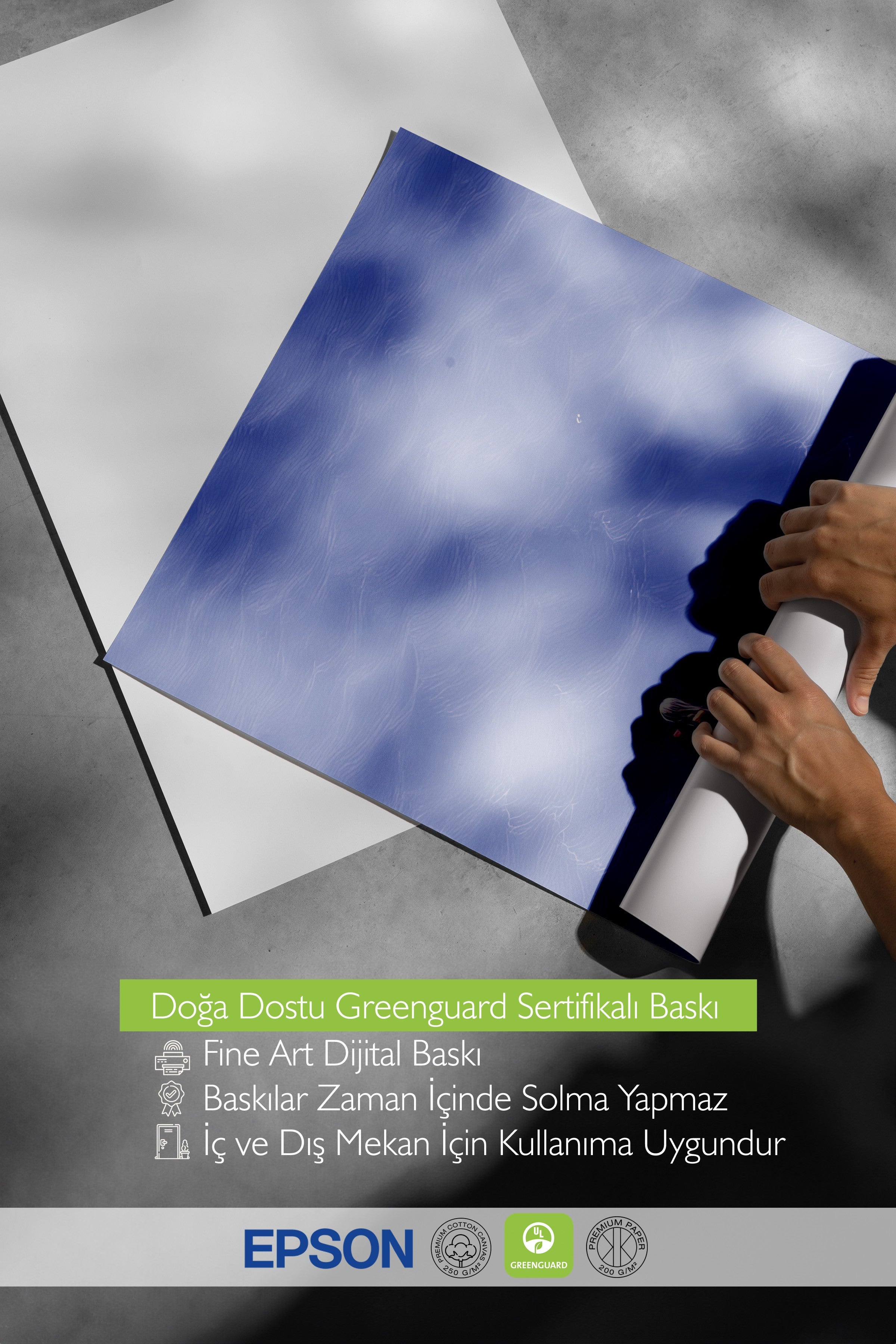 Beyaz Çerçeveli Poster, Beyaz Saçlı Kadın, Fotoğraf, Mavi Renk Poster, 2025 Yaz Seçkisi, NO:109609