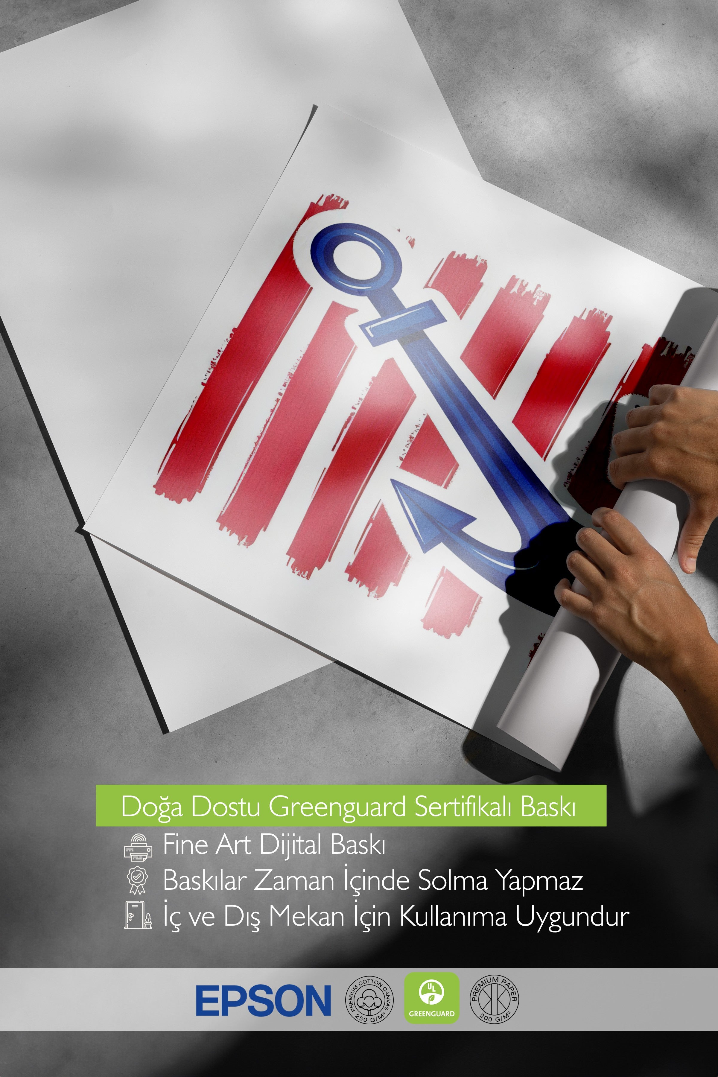 Beyaz Çerçeveli Poster, Deniz Çapası, İllüstrasyon, Mavi Renk Poster, 2025 Yaz Seçkisi, NO:109571