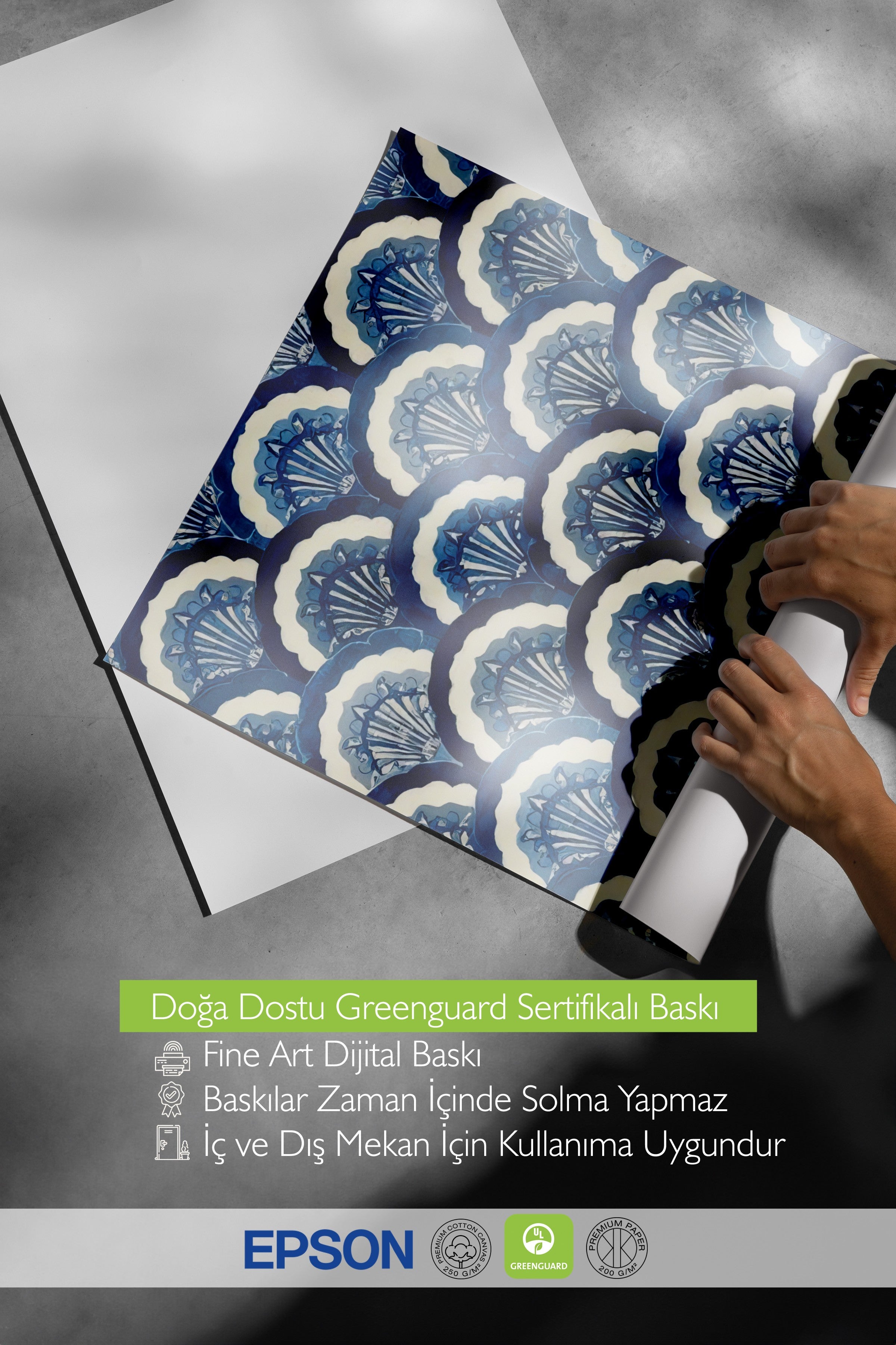 Beyaz Çerçeveli Poster, Deniz Kabuğu, İllüstrasyon, Mavi Renk Poster, 2025 Yaz Seçkisi, NO:109617