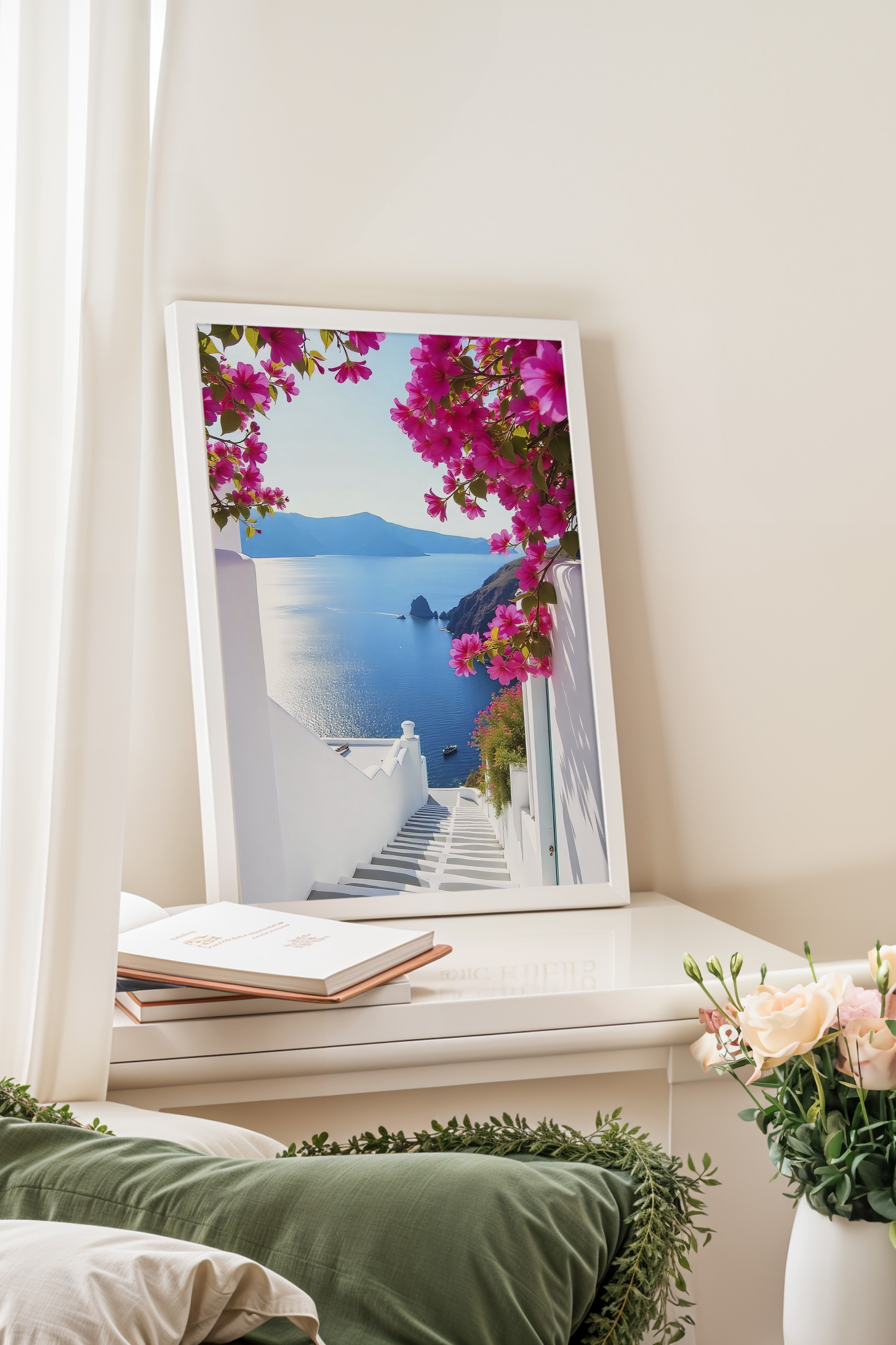 Beyaz Çerçeveli Poster, Denize Giden Yol, Fotoğraf, Mavi Renk Poster, 2025 Yaz Seçkisi, NO:109537