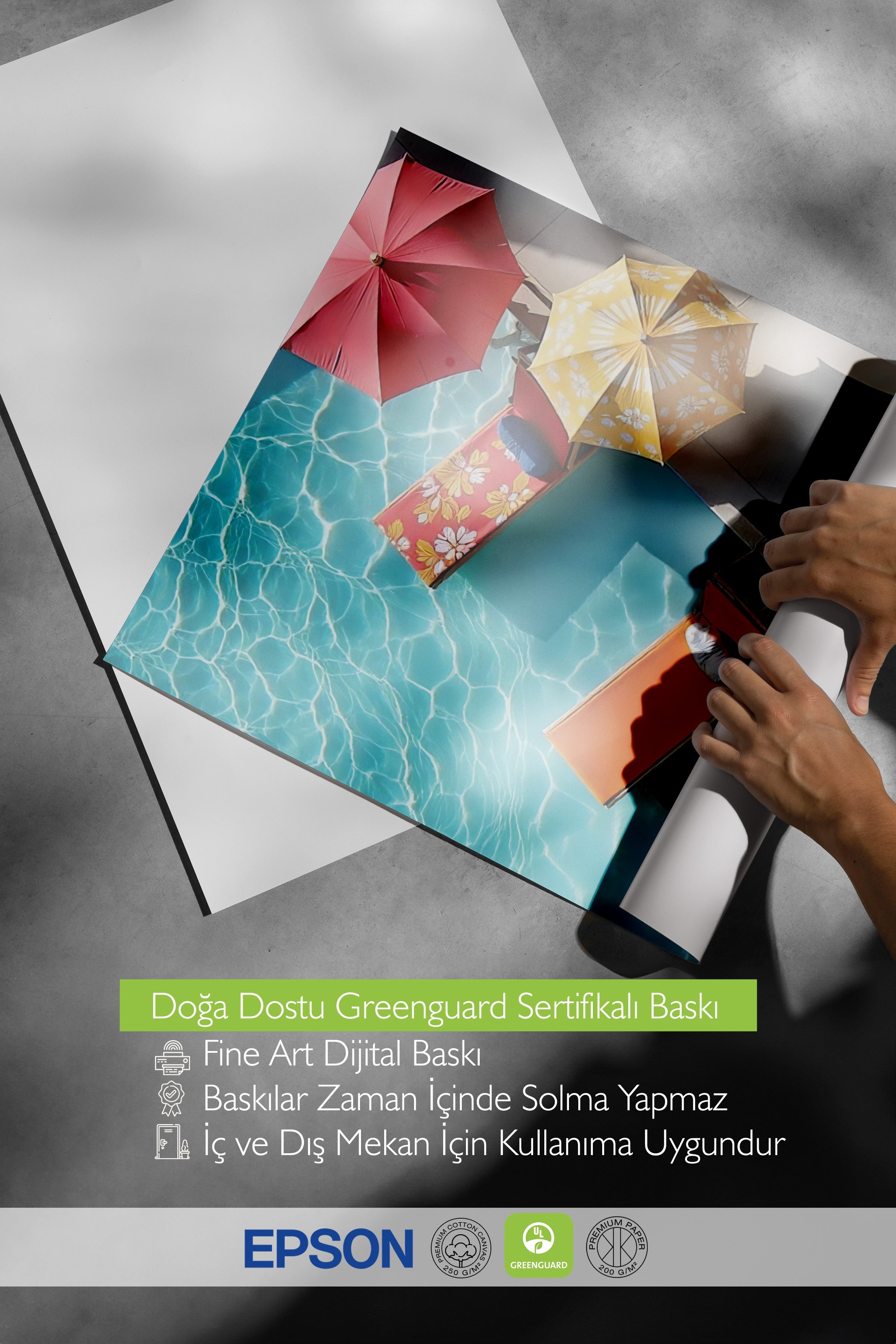 Beyaz Çerçeveli Poster, Havuz Kenarı, Fotoğraf, Maximalist, Mavi Renk Poster, 2025 Yaz Seçkisi, NO:109547