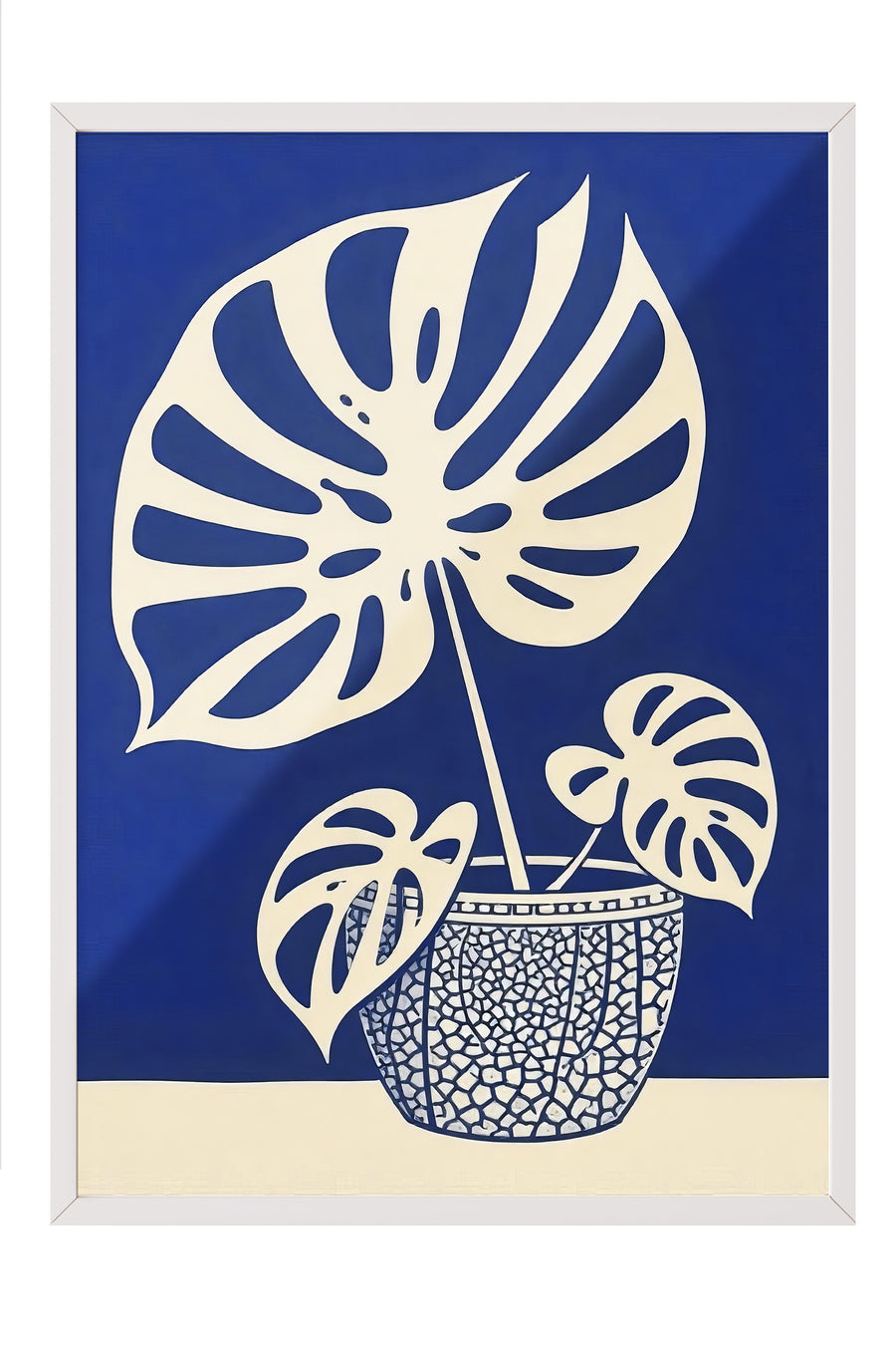 Soyut Monstera Yaprağı Poster Poster – Beyaz Çerçeveli Tablo