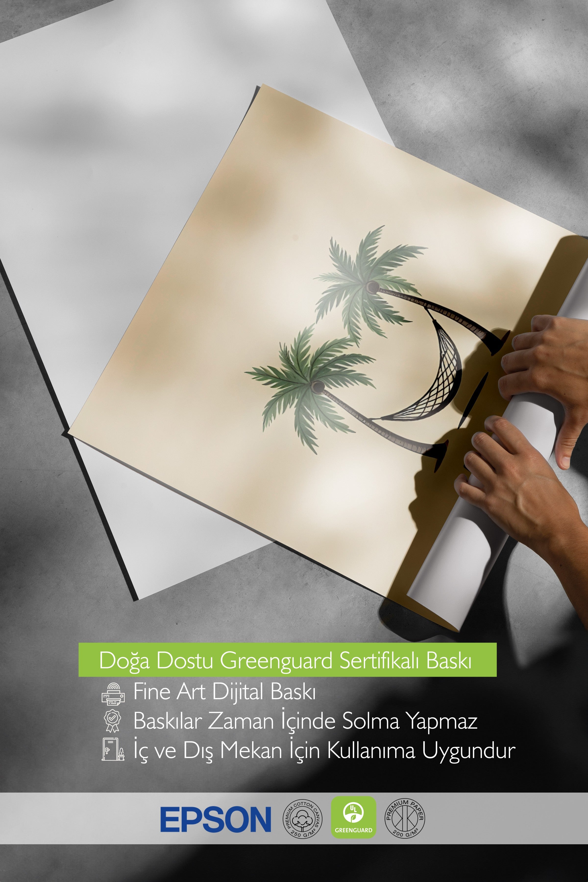 Beyaz Çerçeveli Poster, Öğle Uykusu, İllüstrasyon, Yeşil Renk Poster, 2025 Yaz Seçkisi, NO:109544
