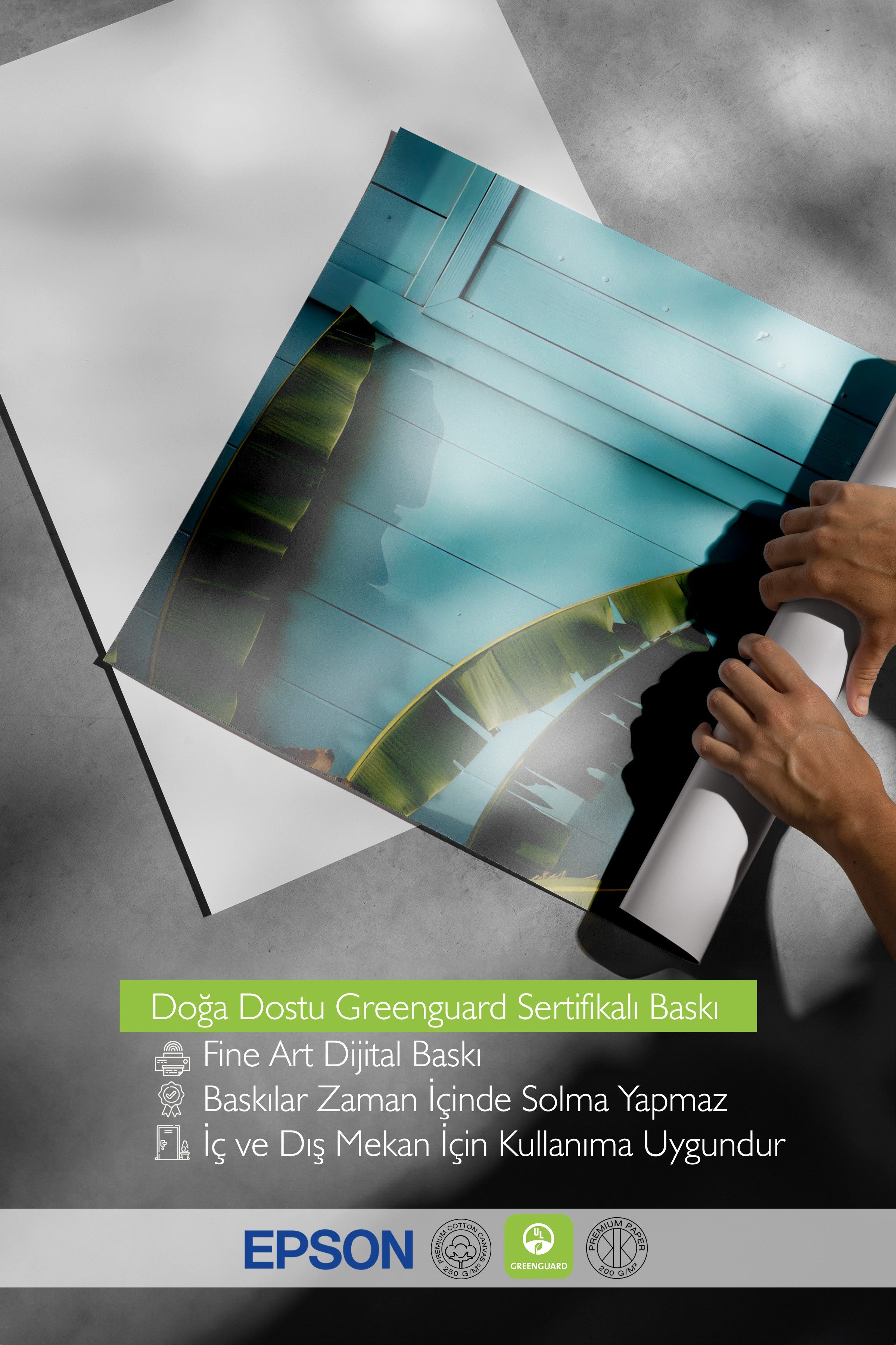Beyaz Çerçeveli Poster, Palmiye Ağacı, Fotoğraf, Mavi Renk Poster, 2025 Yaz Seçkisi, NO:109580