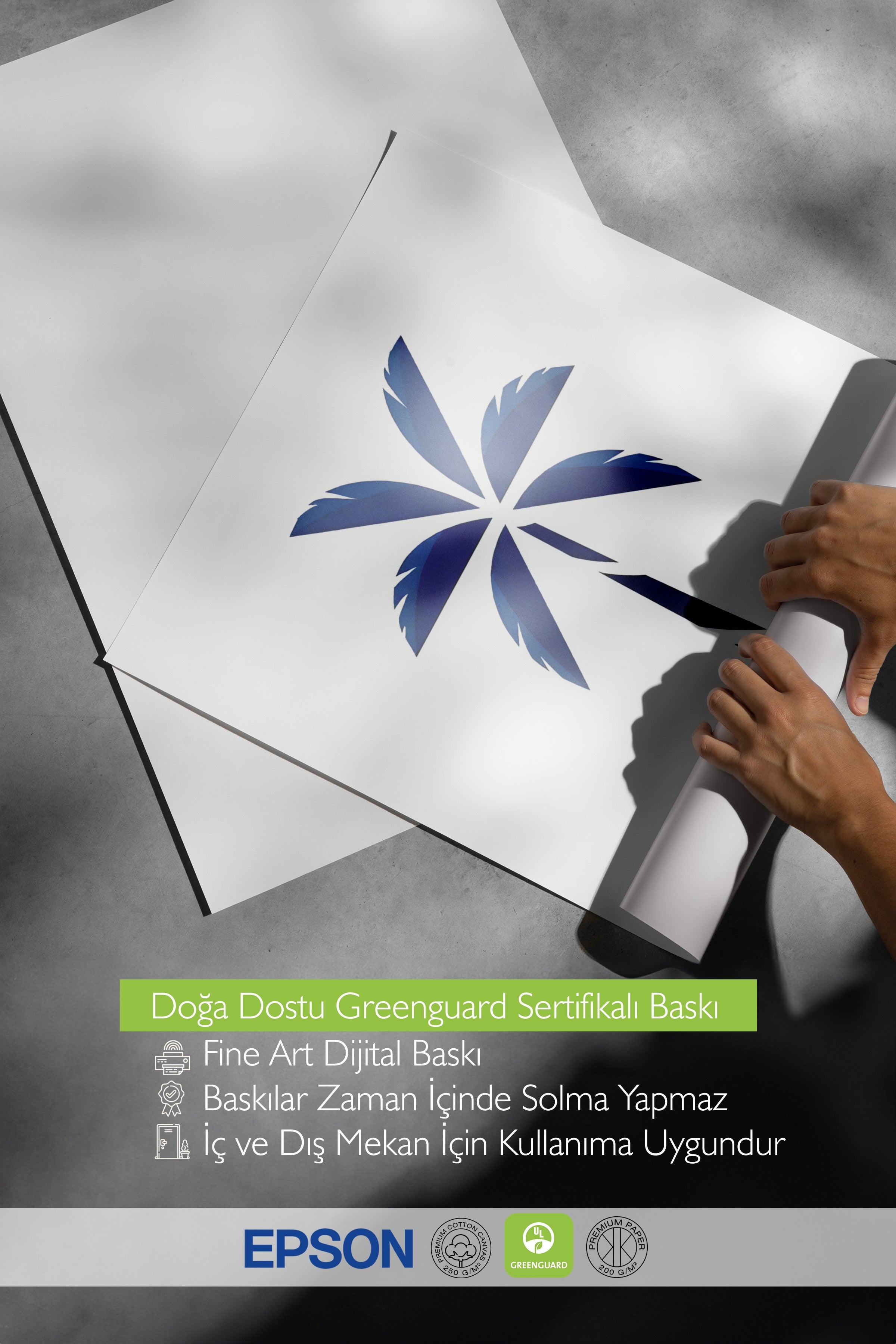 Beyaz Çerçeveli Poster, Palmiye, İllüstrasyon, Mavi Renk Poster, 2025 Yaz Seçkisi, NO:109577