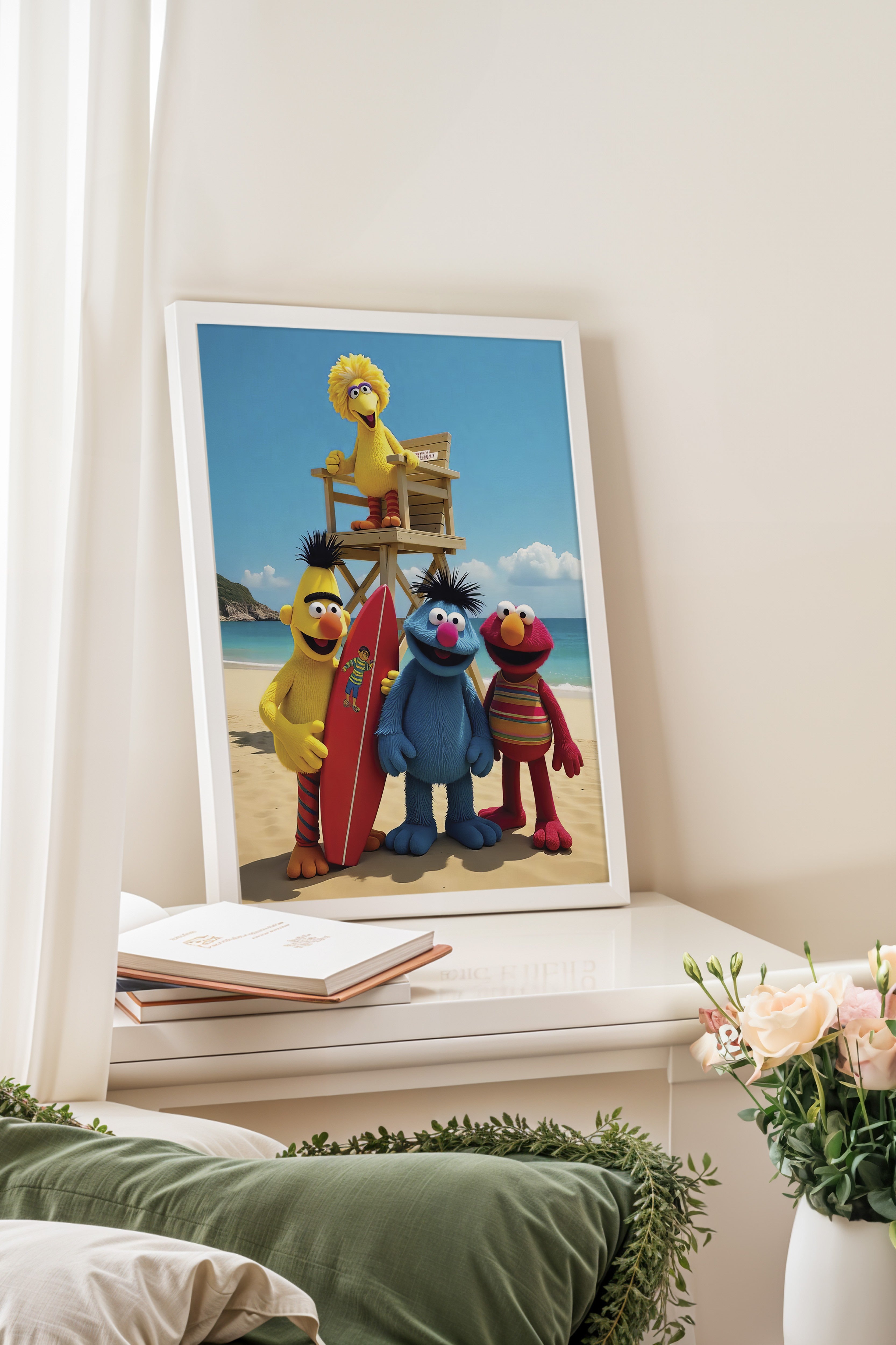 Beyaz Çerçeveli Poster, Plaj Kuklaları, Fotoğraf, Maximalist, Renkli Renk Poster, 2025 Yaz Seçkisi, NO:109624
