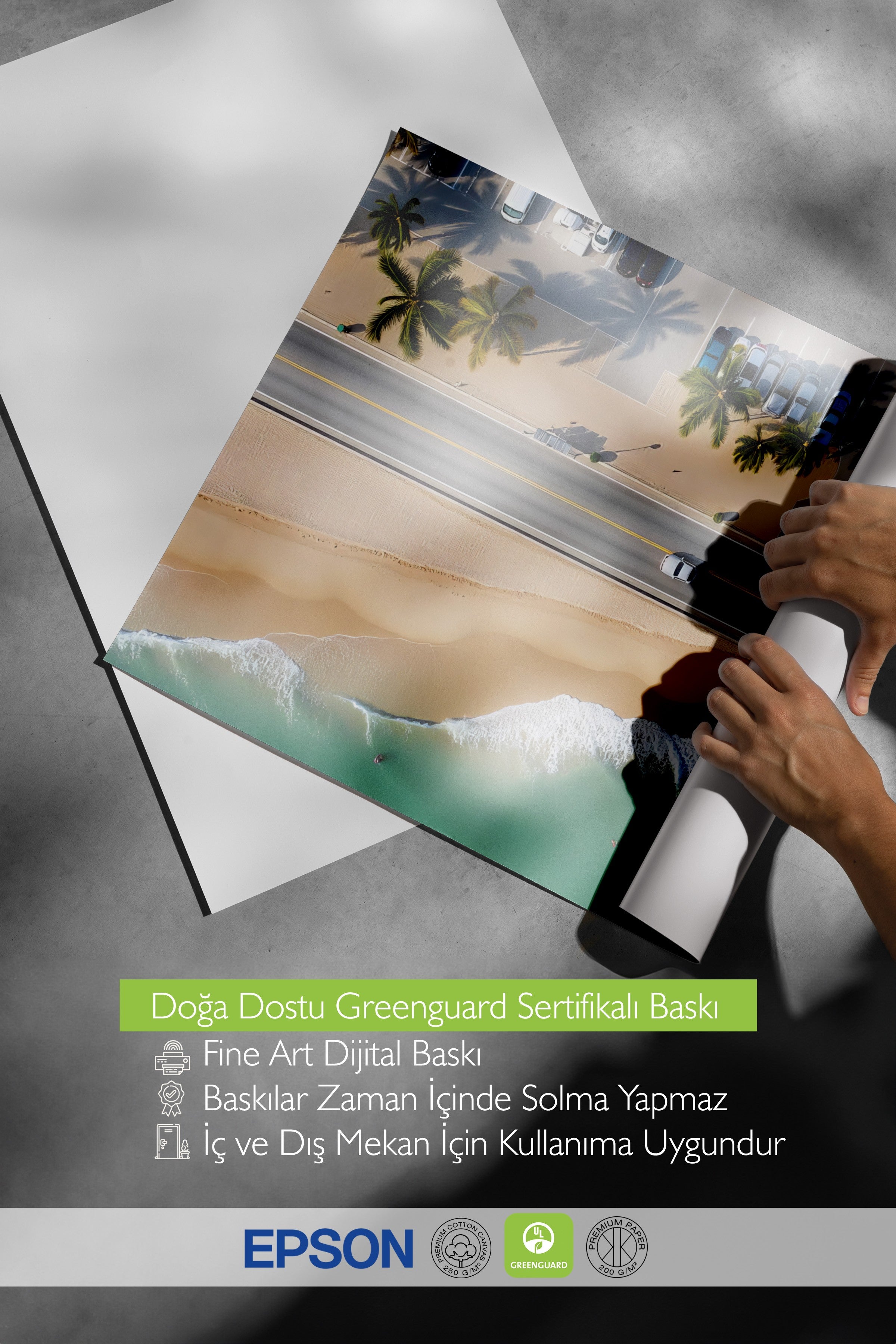 Beyaz Çerçeveli Poster, Sahil, Fotoğraf, Yeşil Renk Poster, 2025 Yaz Seçkisi, NO:109584
