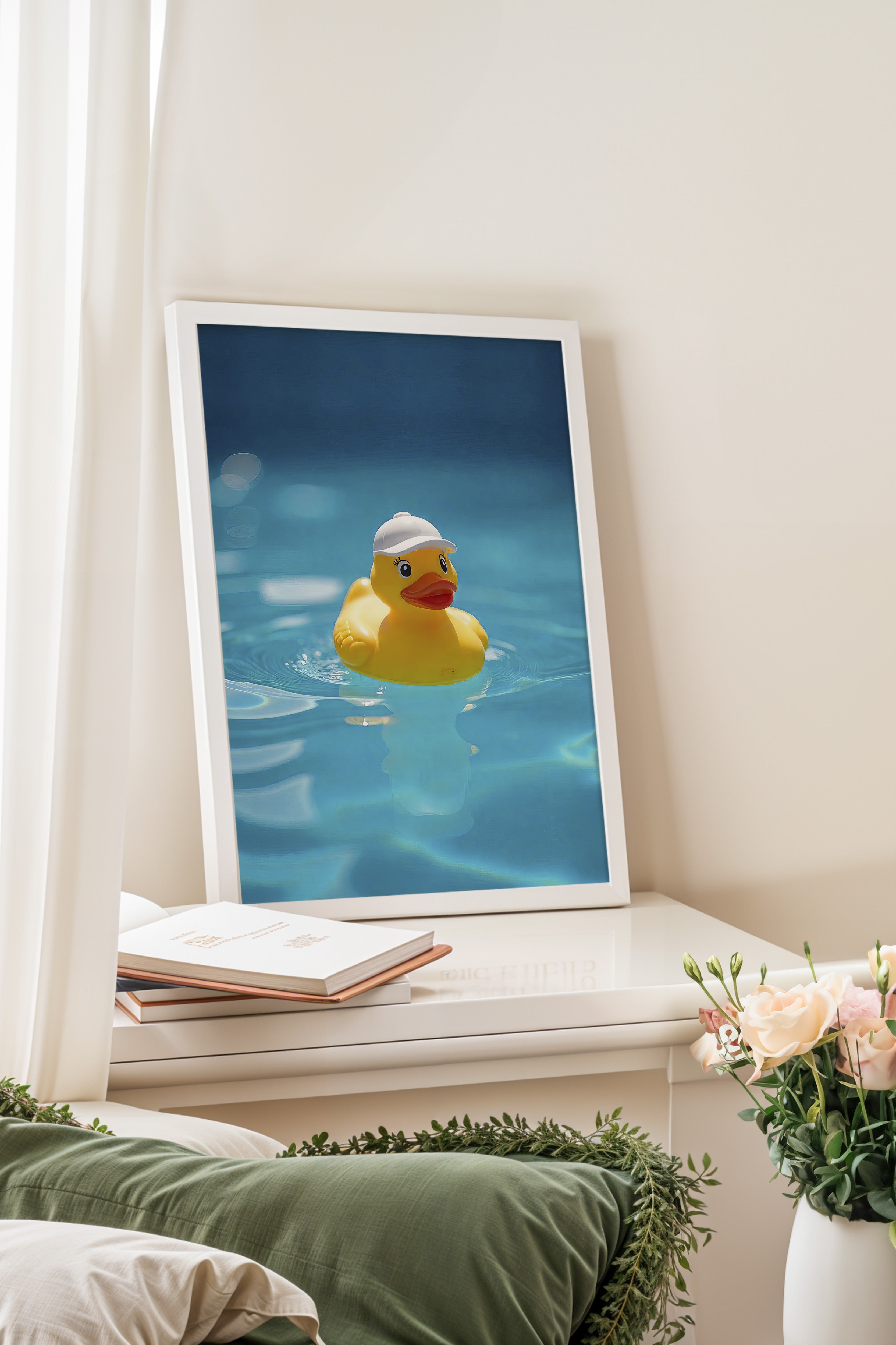 Beyaz Çerçeveli Poster, Sarı Ördek, Fotoğraf, Sarı Renk Poster, 2025 Yaz Seçkisi, NO:109615