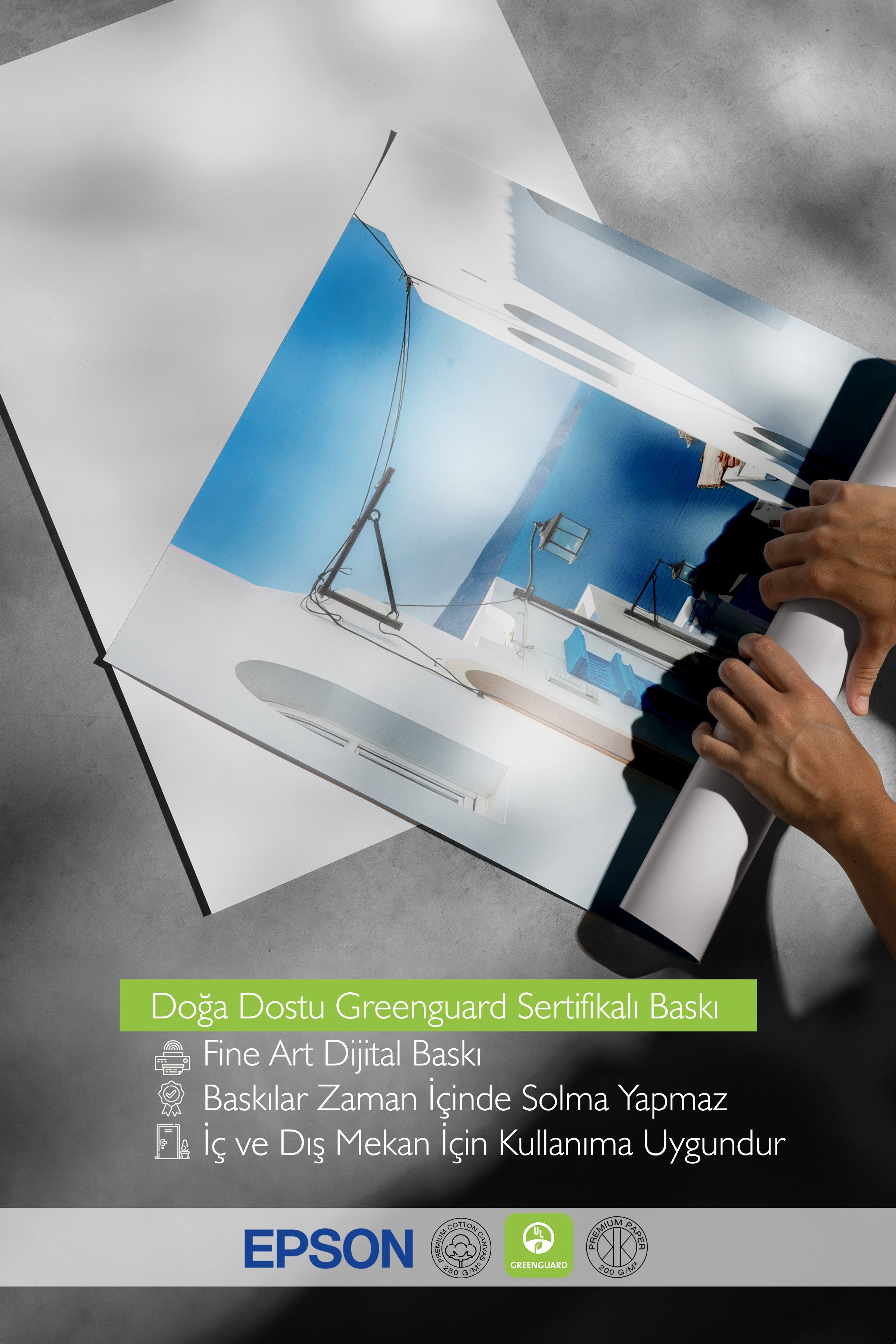 Beyaz Çerçeveli Poster Tablo, Denize Giden Yol, Fotoğraf, Mavi Renk Poster, 2025 Yaz Seçkisi, NO:109502