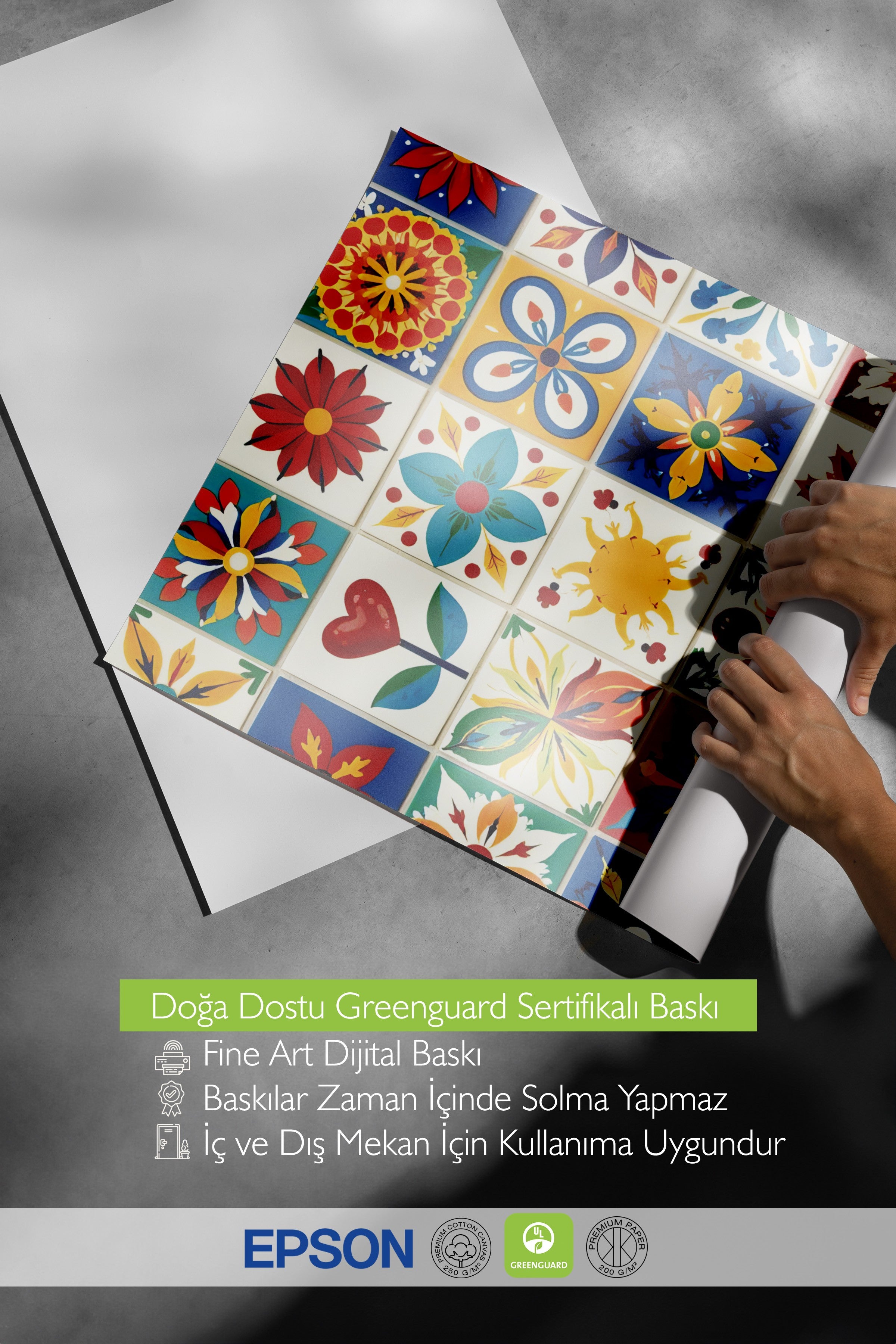 Beyaz Çerçeveli Poster Tablo, Karışık Renkli Kareler, İllüstrasyon, Maximalist, Kırmızı Renk Poster, 2025 Yaz Seçkisi, NO:109491