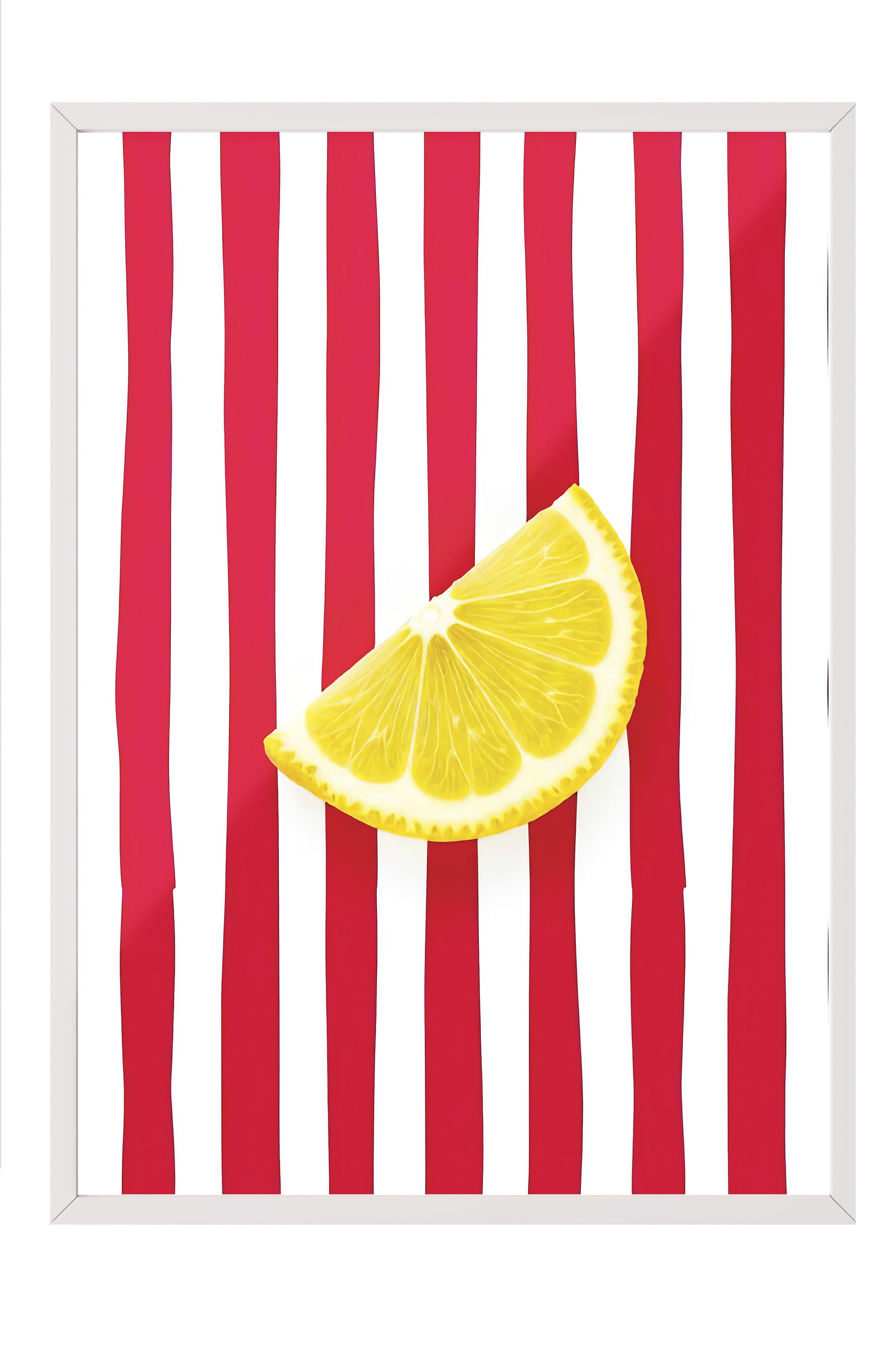 Beyaz Çerçeveli Poster Tablo, Limon Dilimi, İllüstrasyon, Maximalist, Sarı Renk Poster, 2025 Yaz Seçkisi, NO:109498