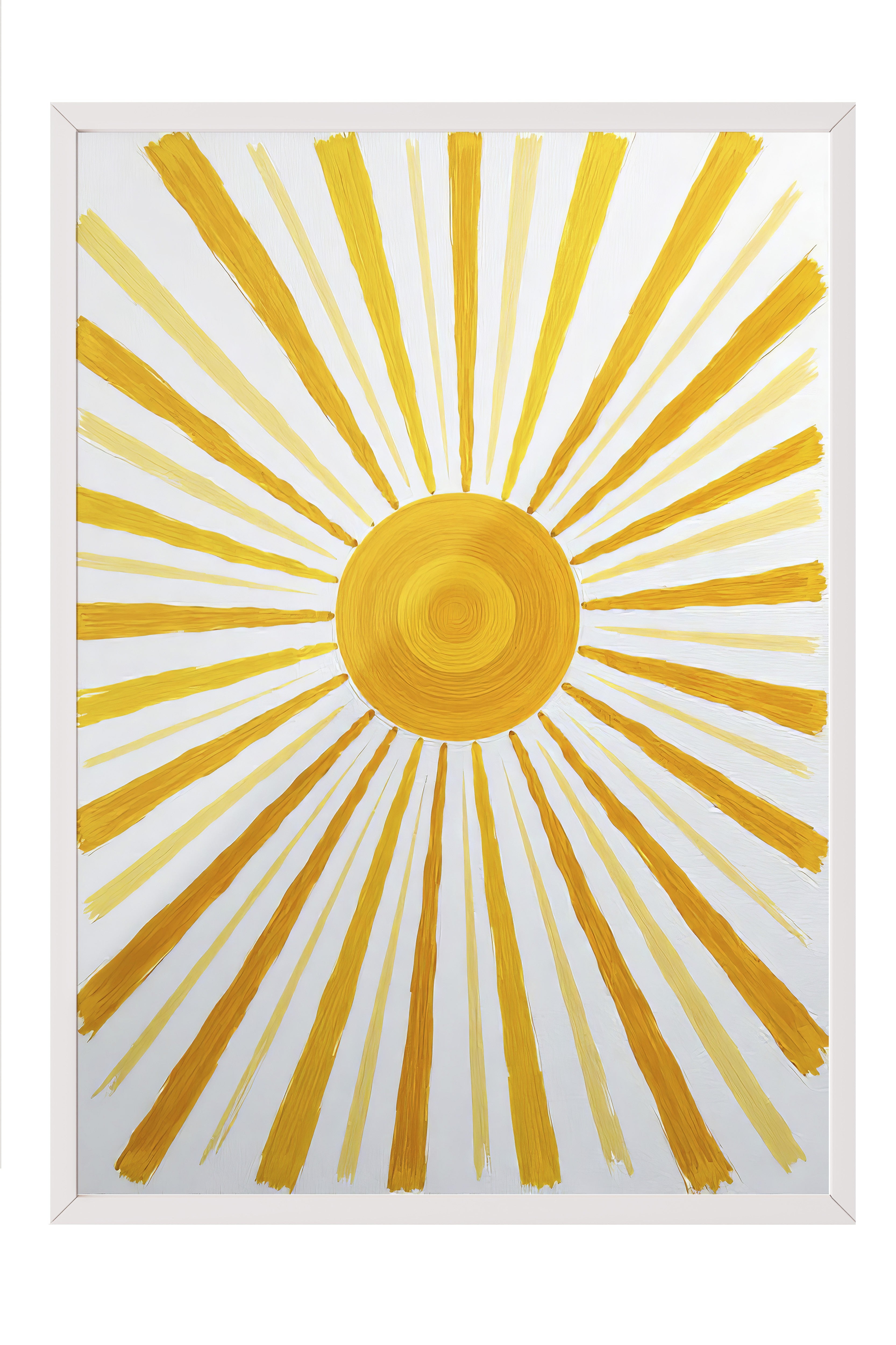 Beyaz Çerçeveli Poster Tablo, Parlak Güneş, Yağlı Boya, Sarı Renk Poster, 2025 Yaz Seçkisi, NO:109521