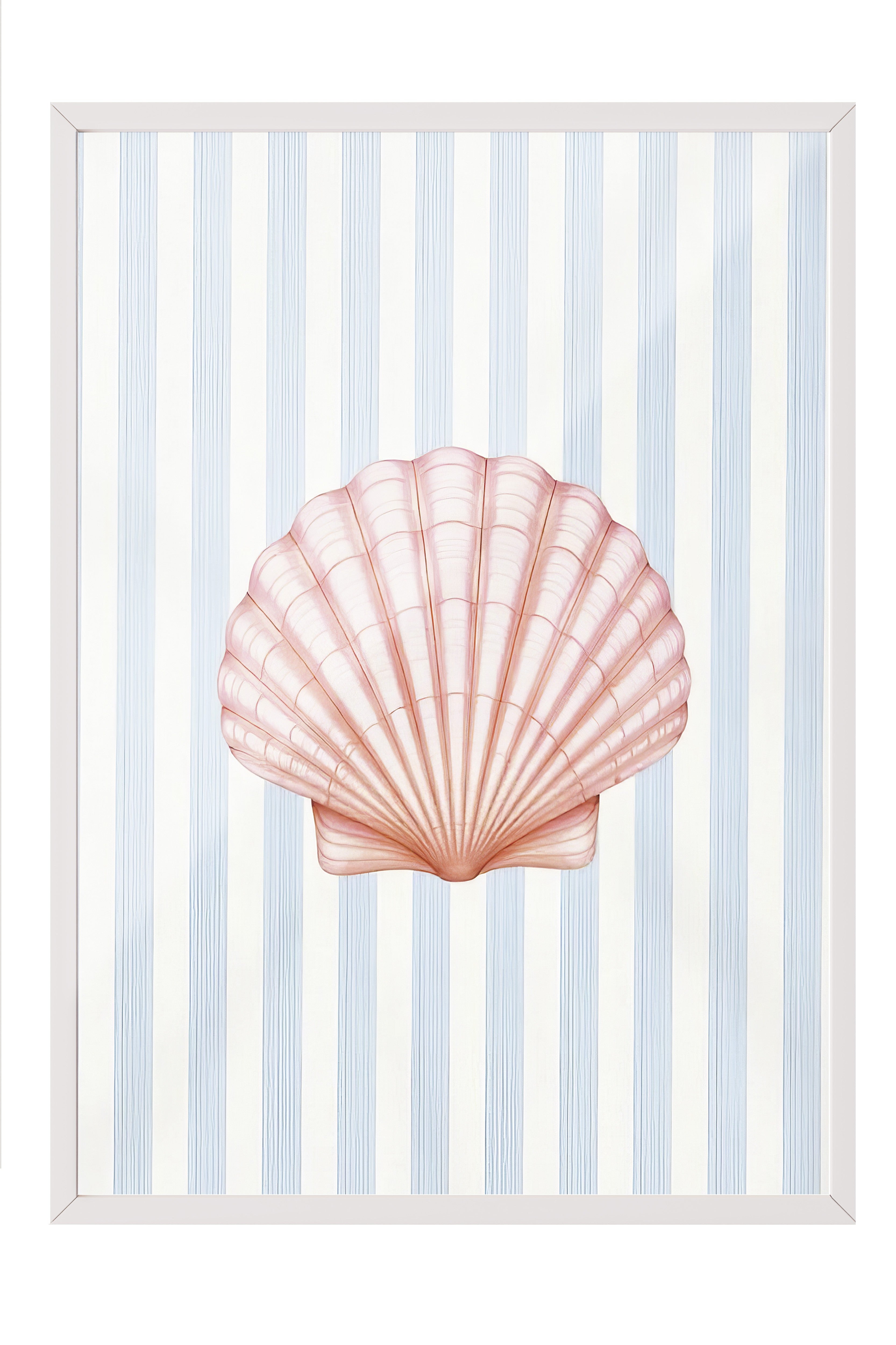 Beyaz Çerçeveli Poster Tablo, Pembe Deniz Kabuğu, İllüstrasyon, Pembe Renk Poster, 2025 Yaz Seçkisi, NO:109520