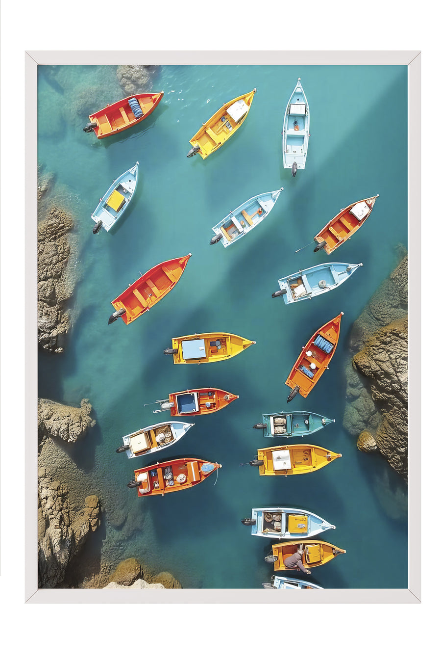 Renkli Tekneler Poster Poster – Beyaz Çerçeveli Tablo