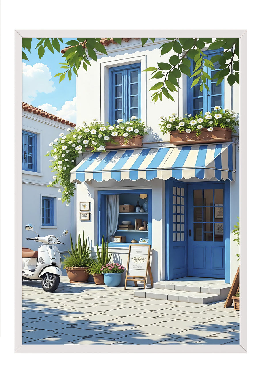 Akdeniz Tarzı Kafe Poster Poster – Beyaz Çerçeveli Tablo