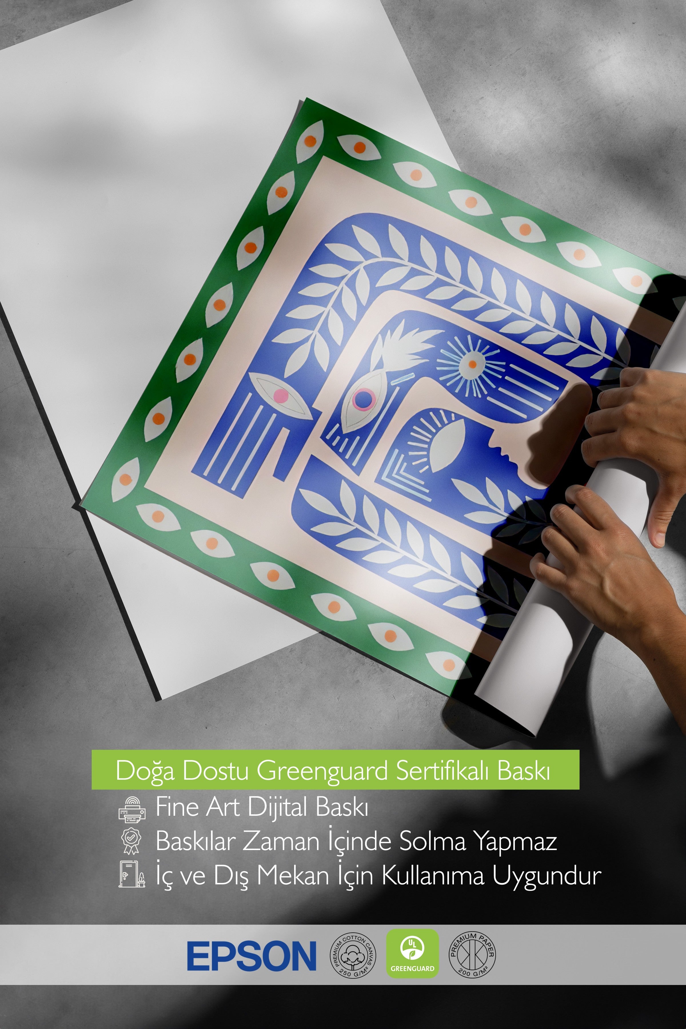 Beyaz Çerçeveli Poster Tablo, Soyut Mavi, İllüstrasyon, Maximalist, Mavi Renk Poster, 2025 Yaz Seçkisi, NO:109489