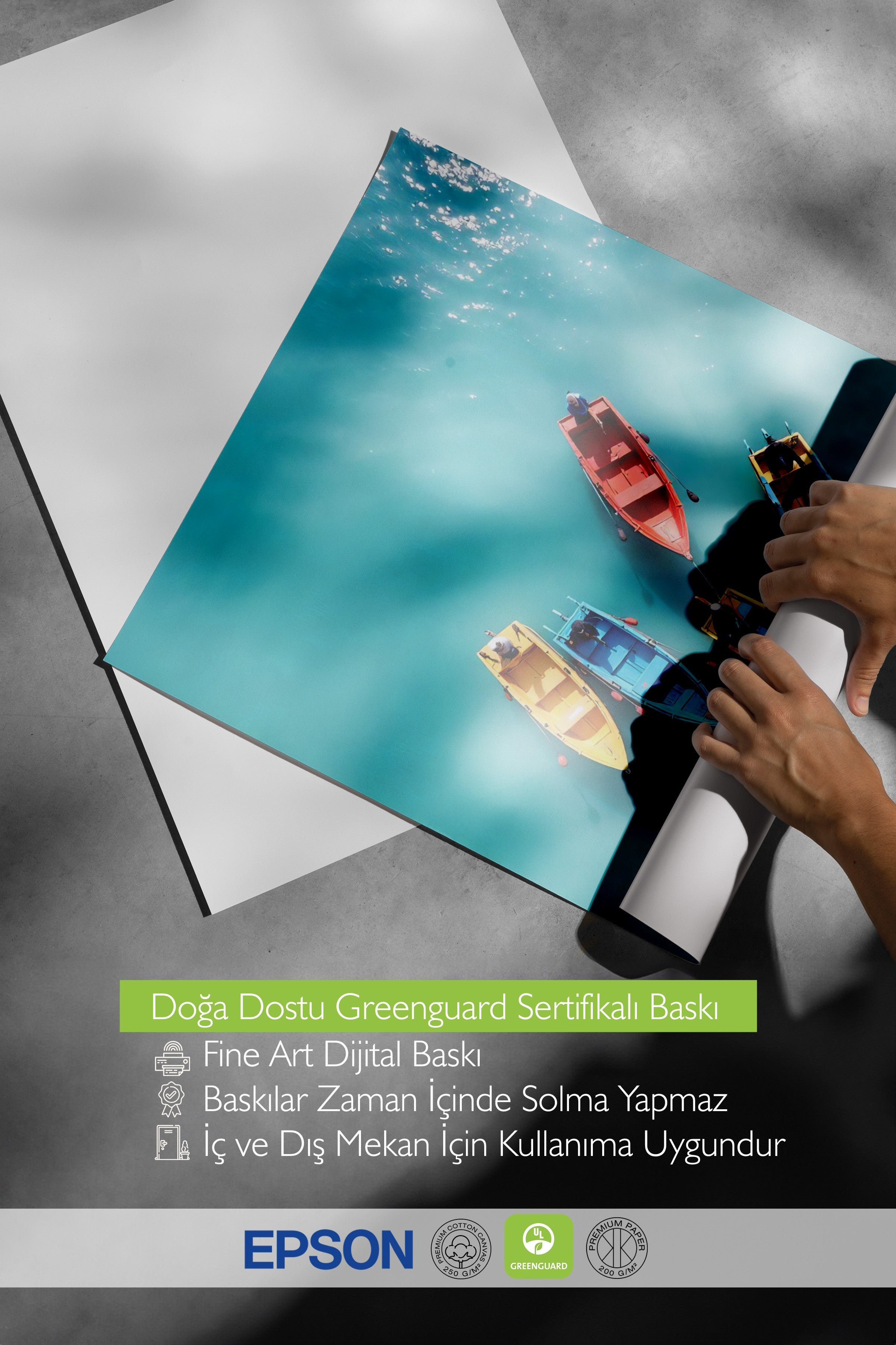Beyaz Çerçeveli Poster, Tekneler, Fotoğraf, Maximalist, Mavi Renk Poster, 2025 Yaz Seçkisi, NO:109550