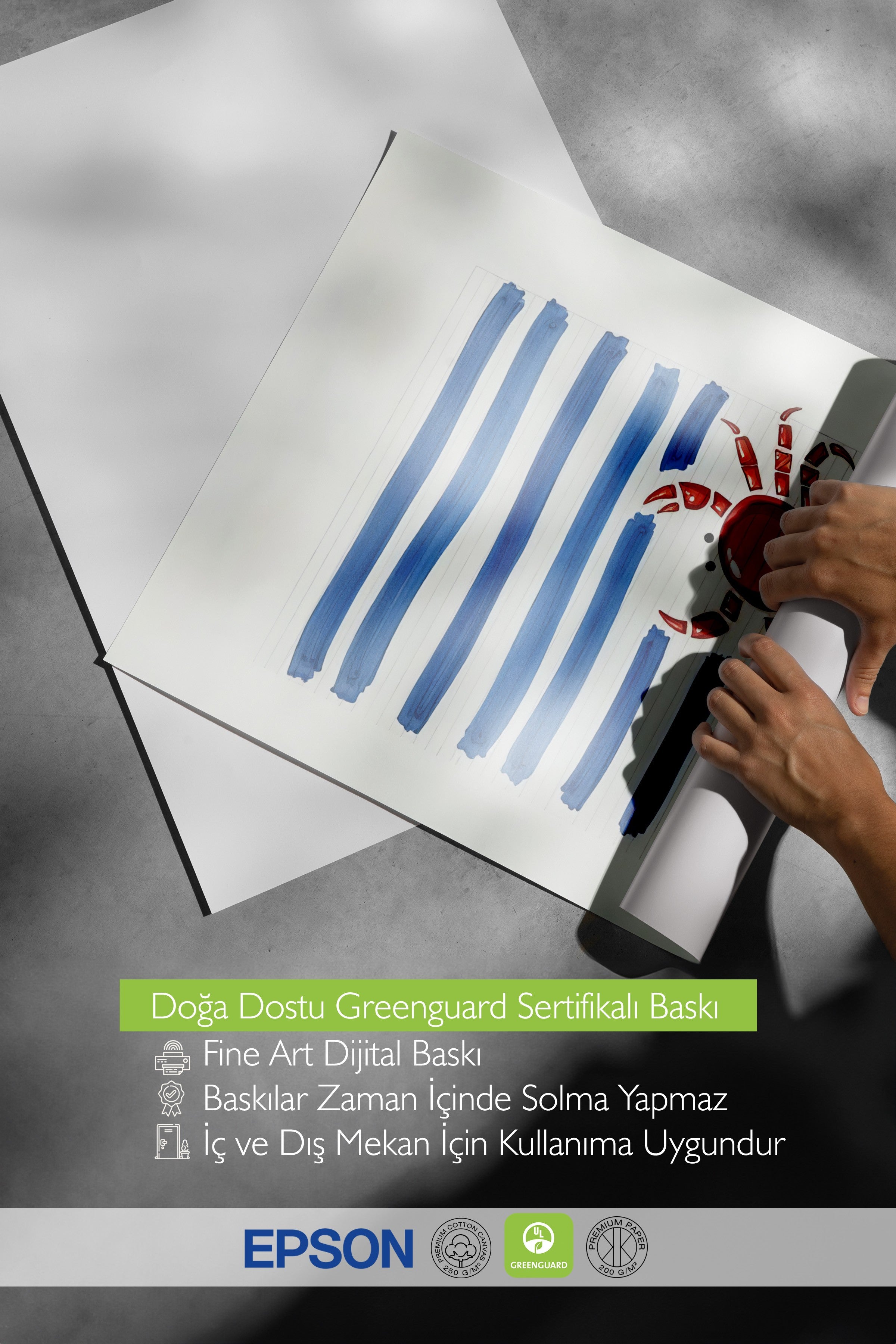 Beyaz Çerçeveli Poster, Yengeç, İllüstrasyon, Mavi Renk Poster, 2025 Yaz Seçkisi, NO:109618