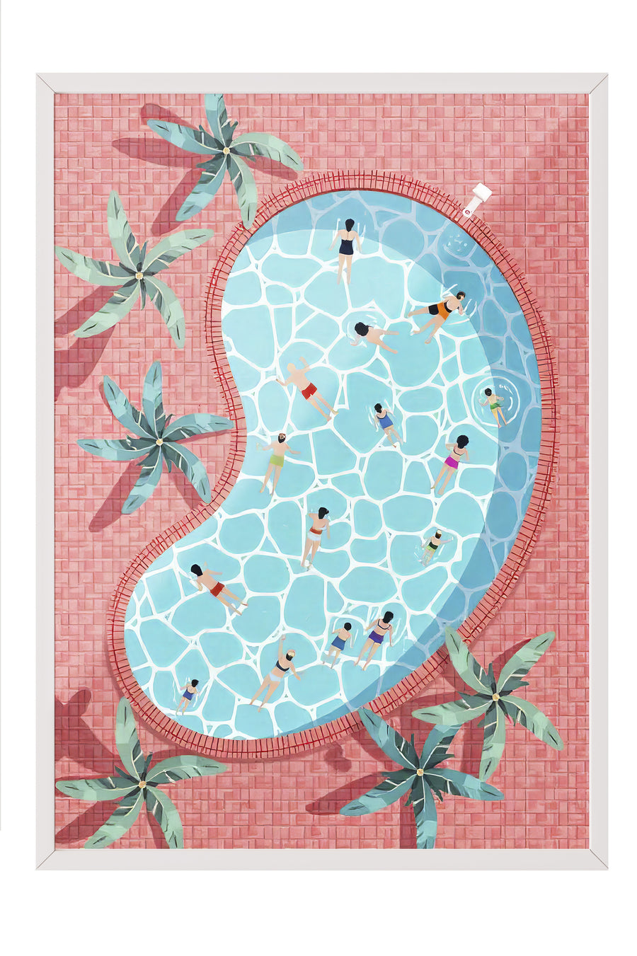Havuzda Keyif Poster Poster – Beyaz Çerçeveli Tablo