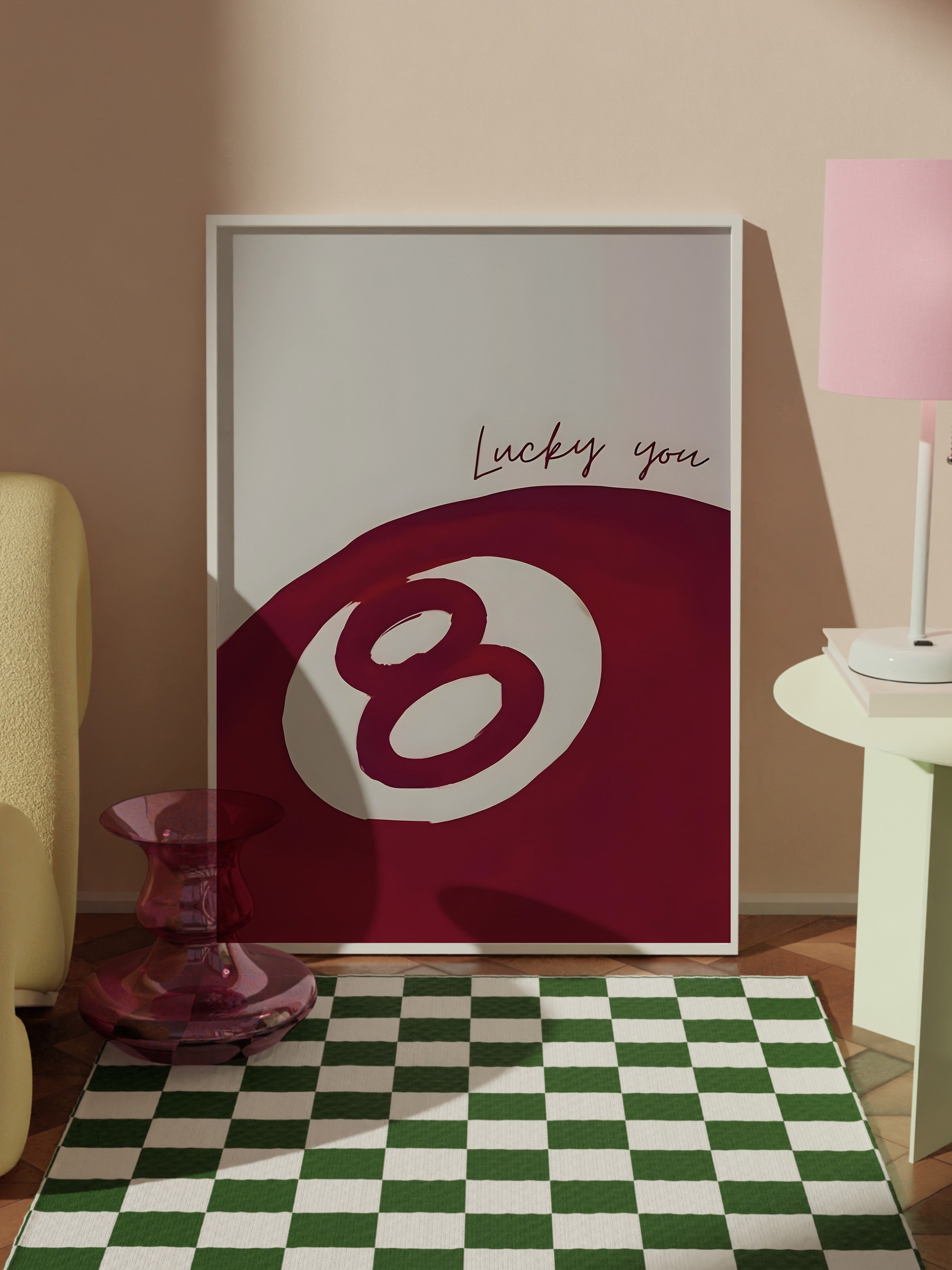 Beyaz Çerçeveli Tablo, 8-Ball, Comfort Serisi Poster ve Duvar Tablosu, NO:108949