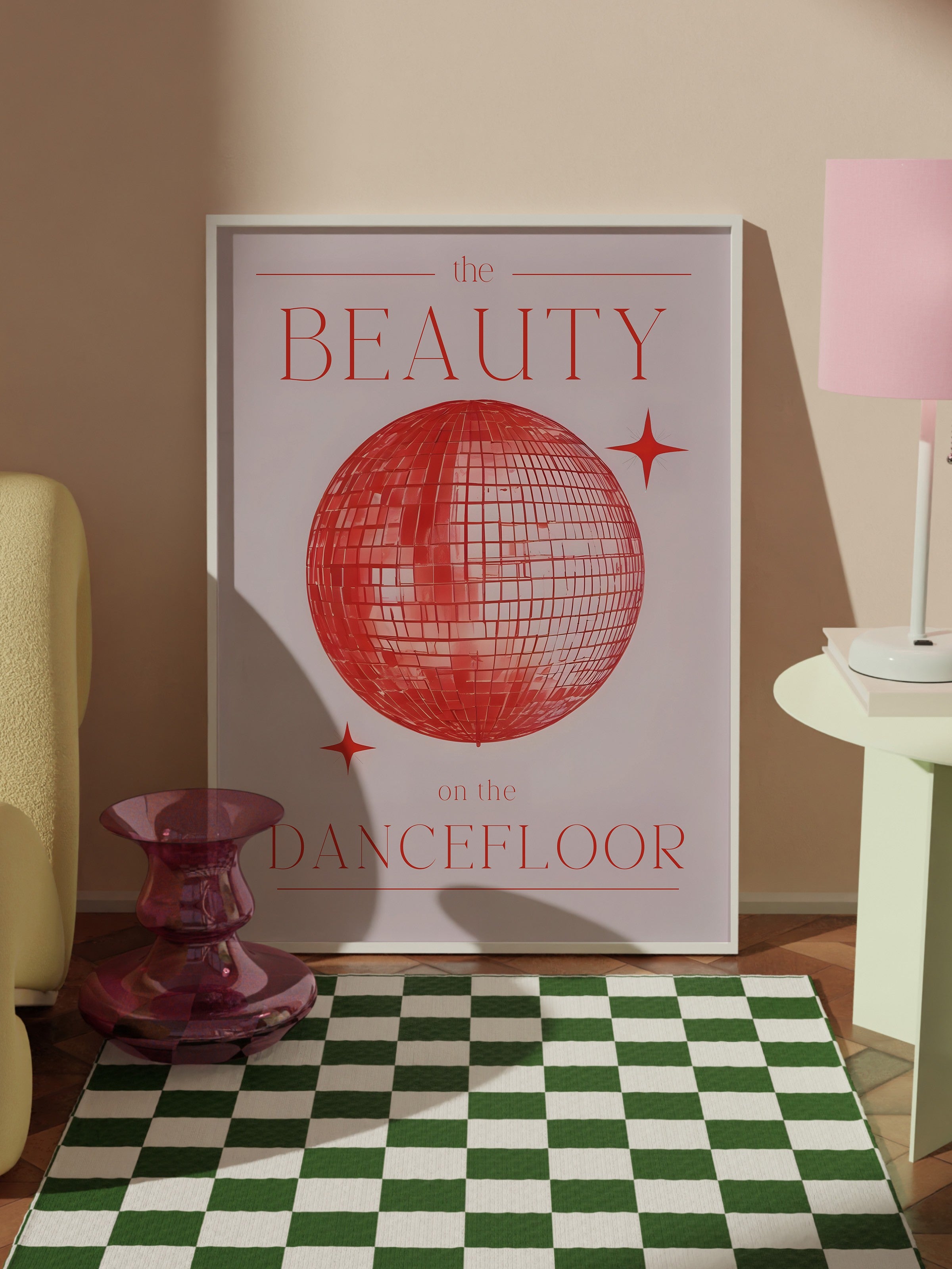 Beyaz Çerçeveli Tablo, Beauty On The Dancefloor, Comfort Serisi Poster ve Duvar Tablosu, NO:108935