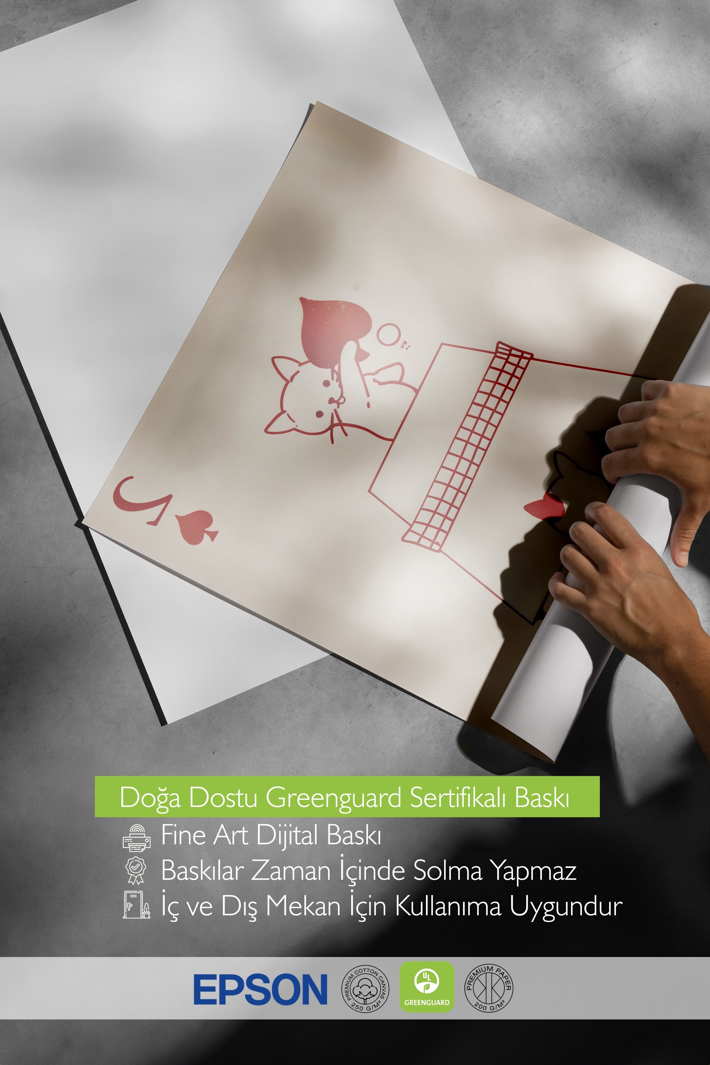 Beyaz Çerçeveli Tablo, Cats Playing Card, Comfort Serisi Poster ve Duvar Tablosu, NO:108937