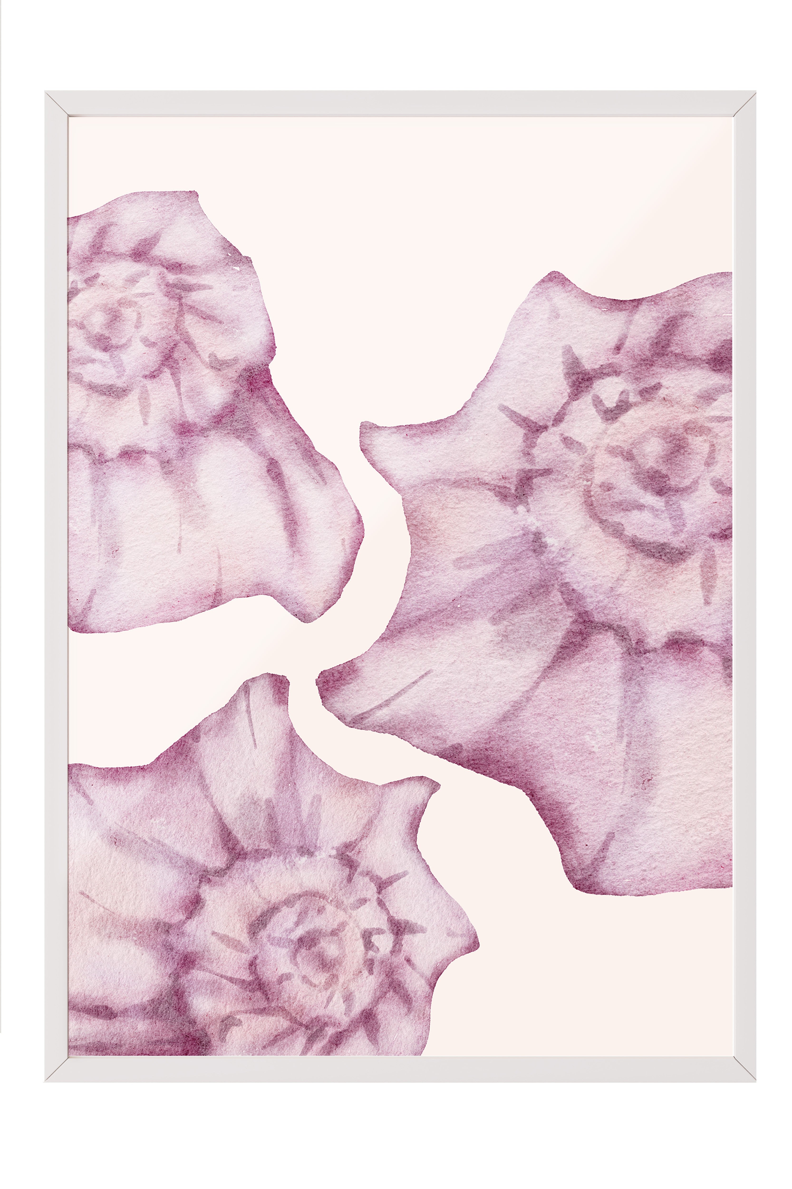 Beyaz Çerçeveli Tablo, Çiçekler, sulu boya, Botanical, Pastel Tonlar, Pembe Renk Poster, 2025 Yaz Seçkisi, NO:109856